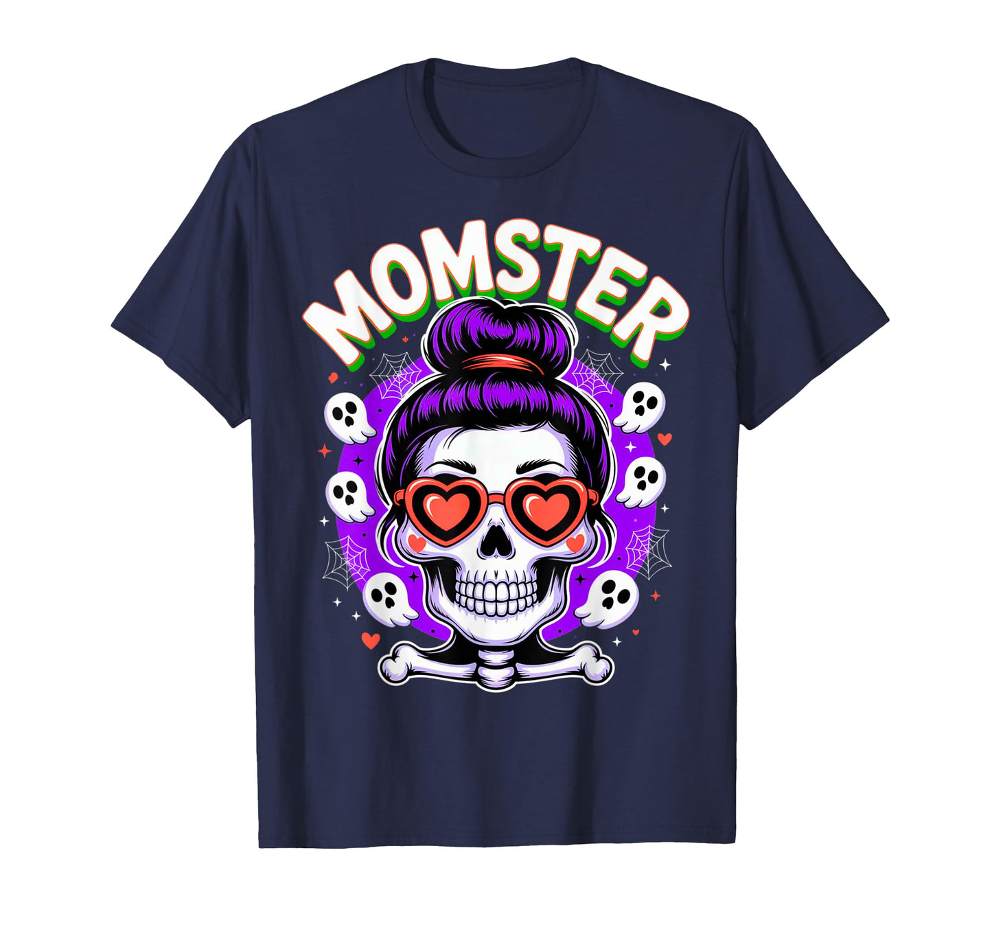 Momster Halloween Costume Skeleton Messy Bun Mother Family T-Shirt