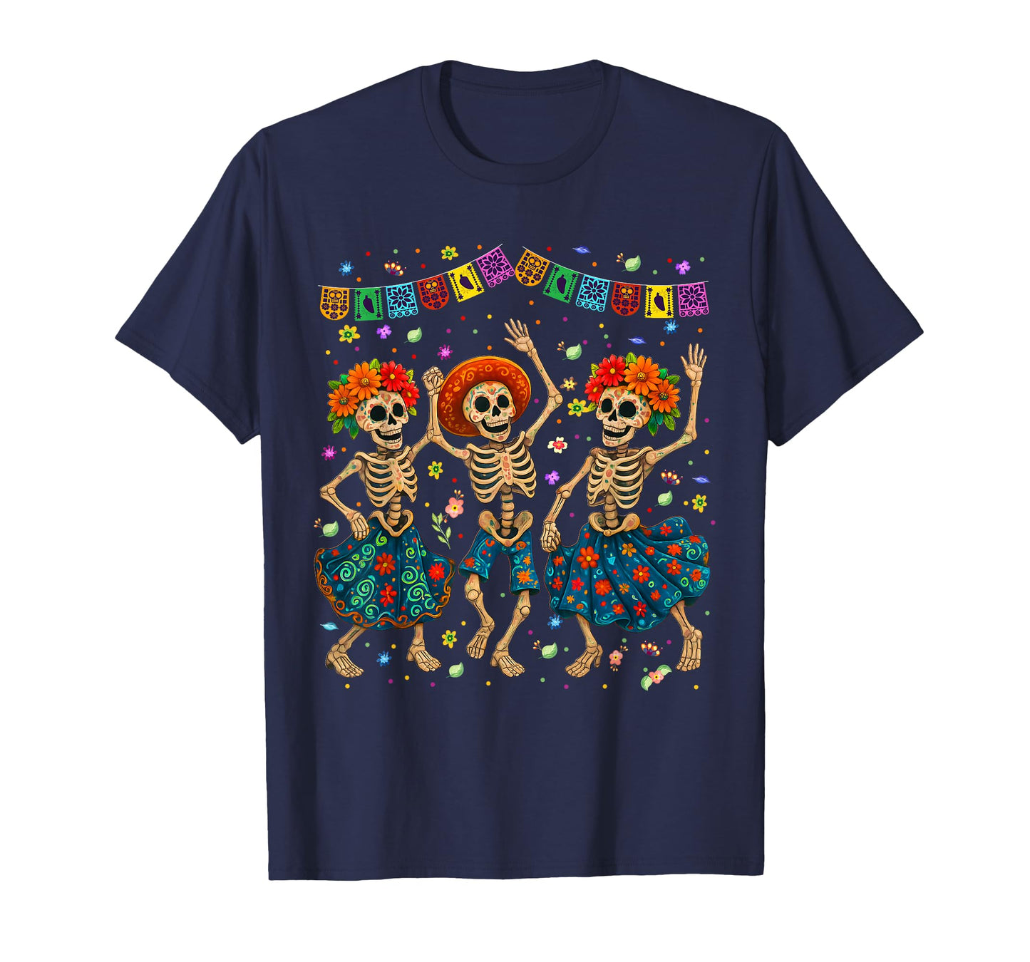 Day The Dead Sugar Skull Skeleton Dia De Los Muertos Womens T-Shirt