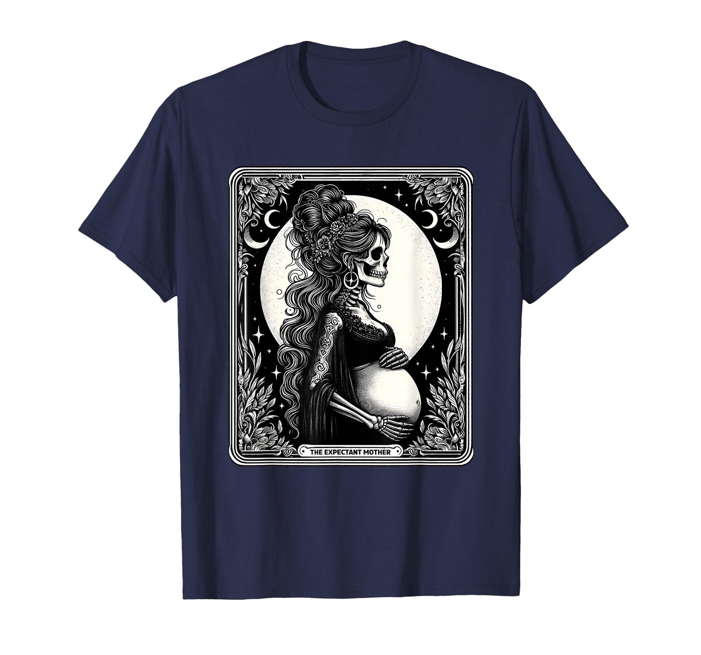Tarot Card Skeleton Expectant Mother Pregnancy Announcement T-Shirt