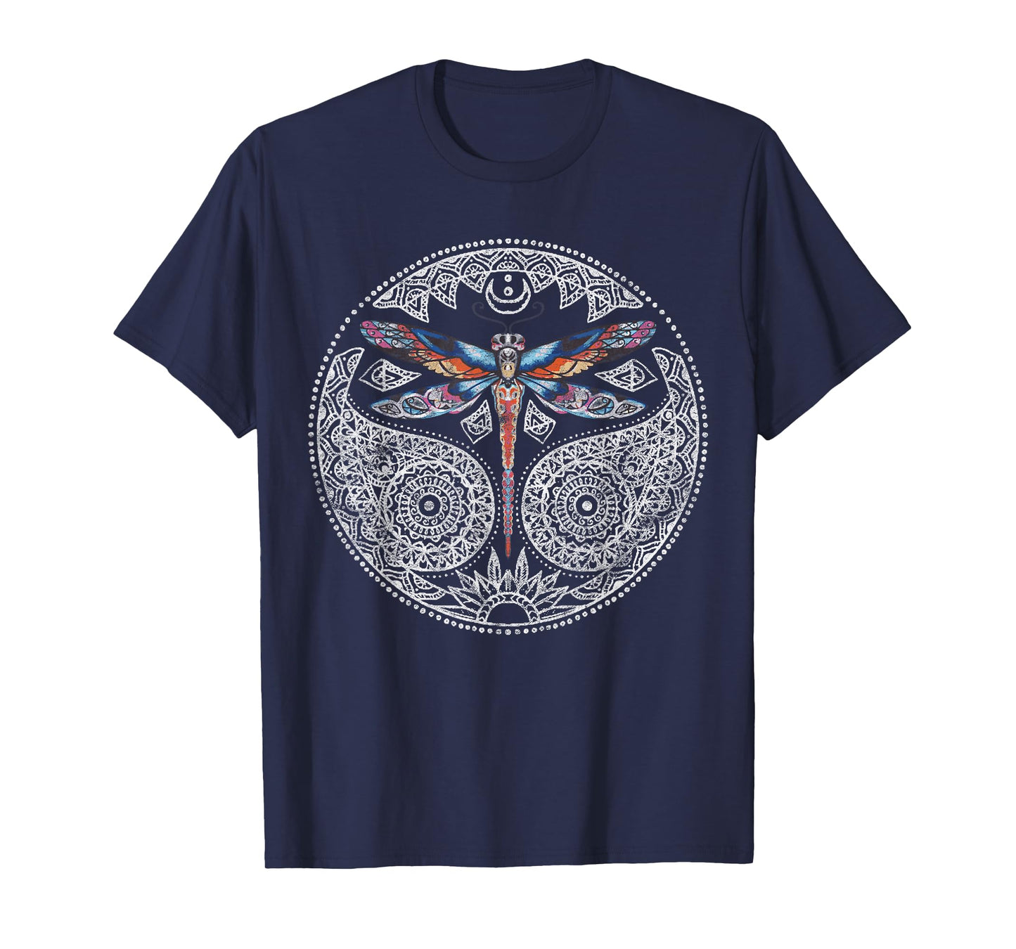 Magical Colorful Dragonfly Tribal Mandala T-Shirt
