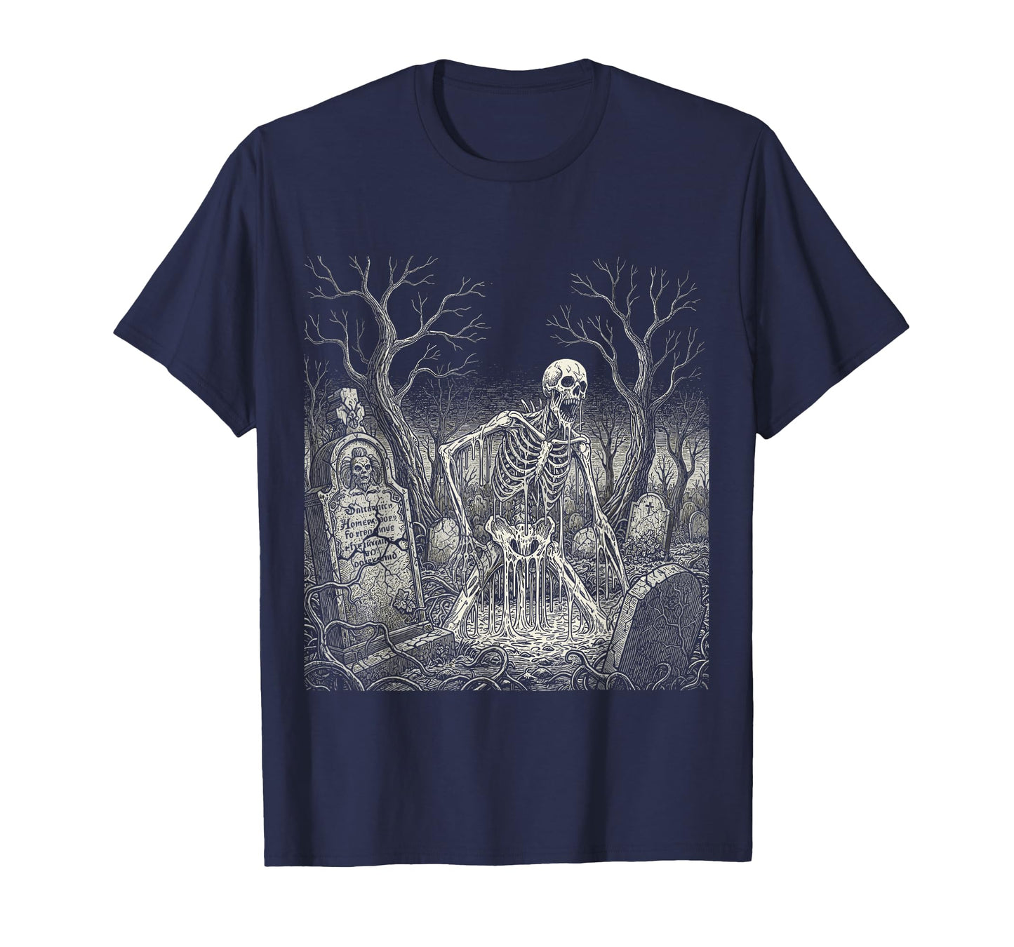 Gothic Undead Skeleton Zombie Grave Horror Art T-Shirt