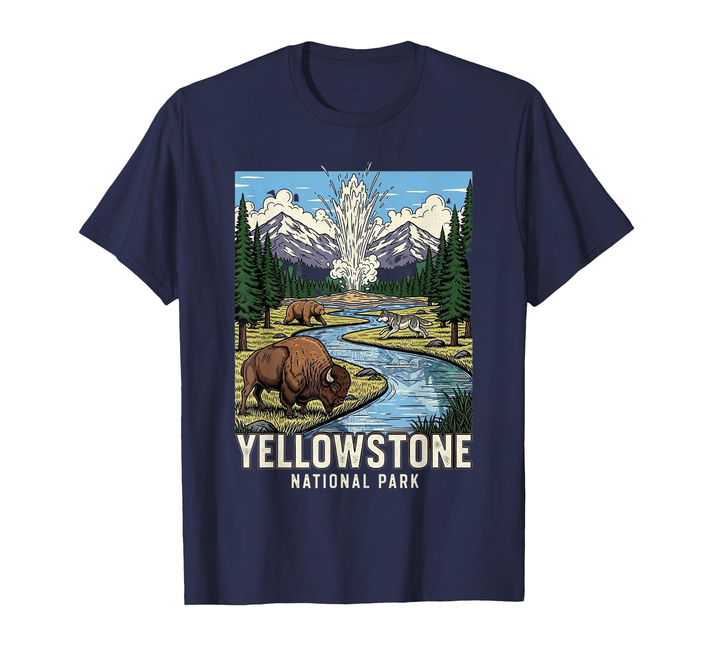 Yellowstone National Park Wildlife Scene Souvenir T-Shirt