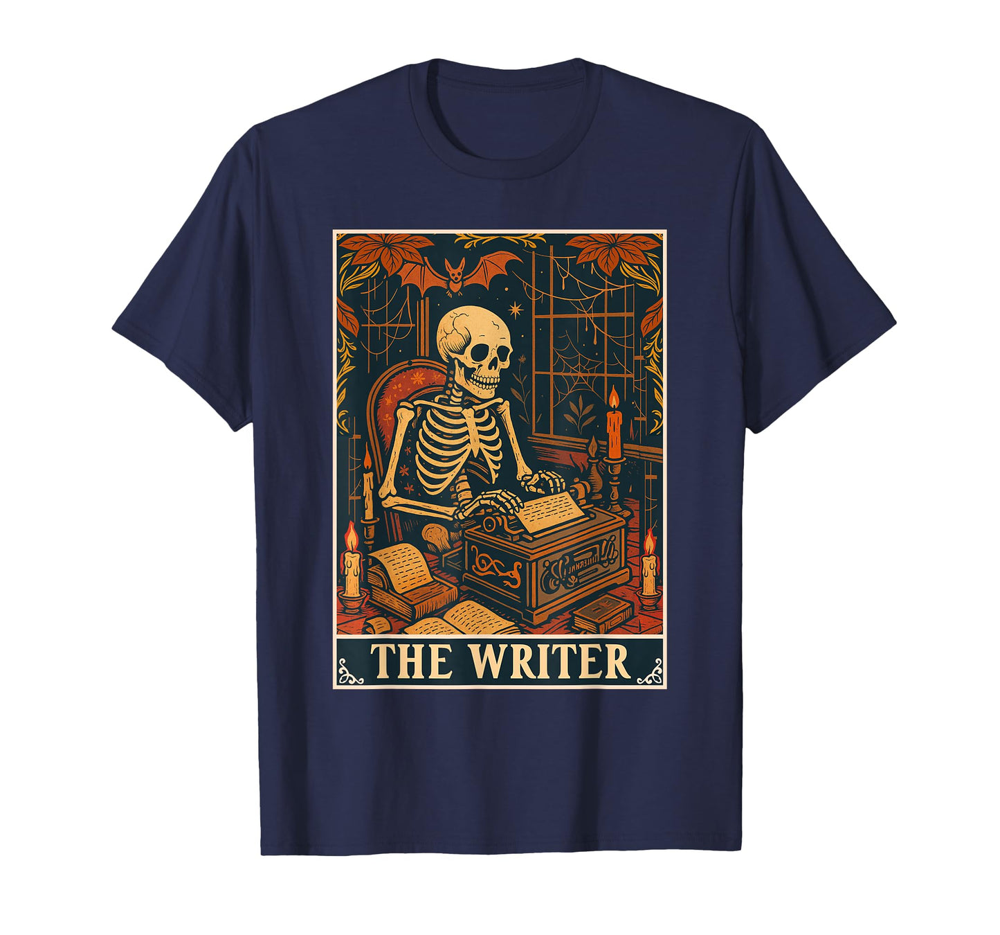 The Writer Tarot Card Skeleton Writing Poem Author Novelist T-Shirt