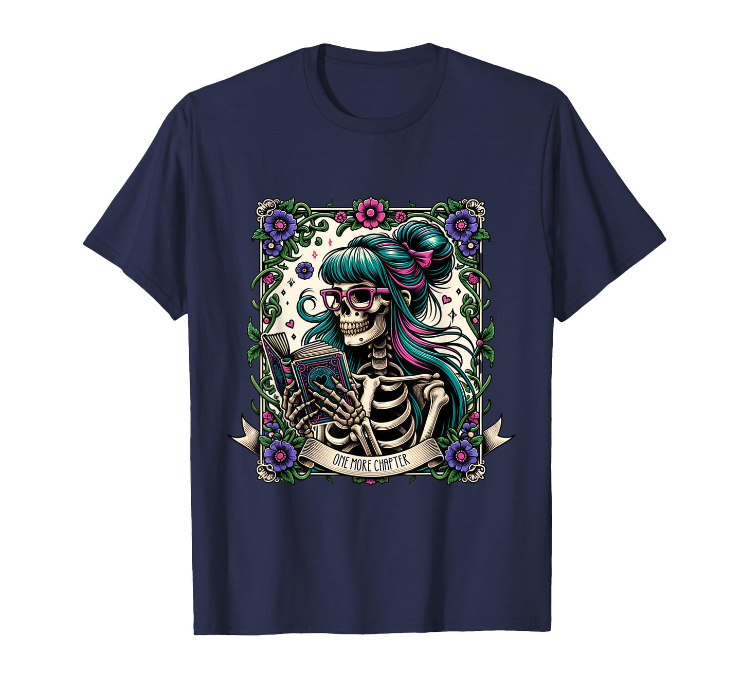 One More Chapter Skeleton Reading Tarot Design T-Shirt
