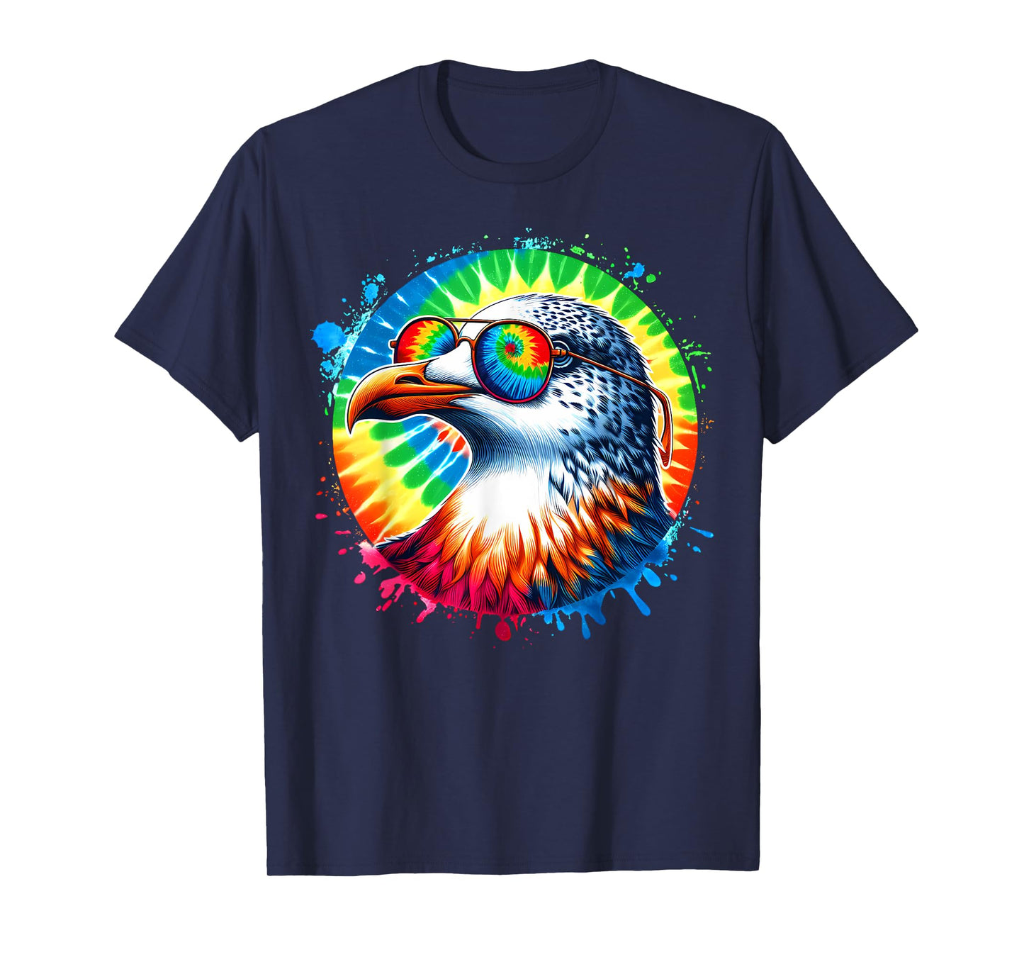 Cool Tie Dye Seagull Sunglasses Bird Illustration Art T-Shirt