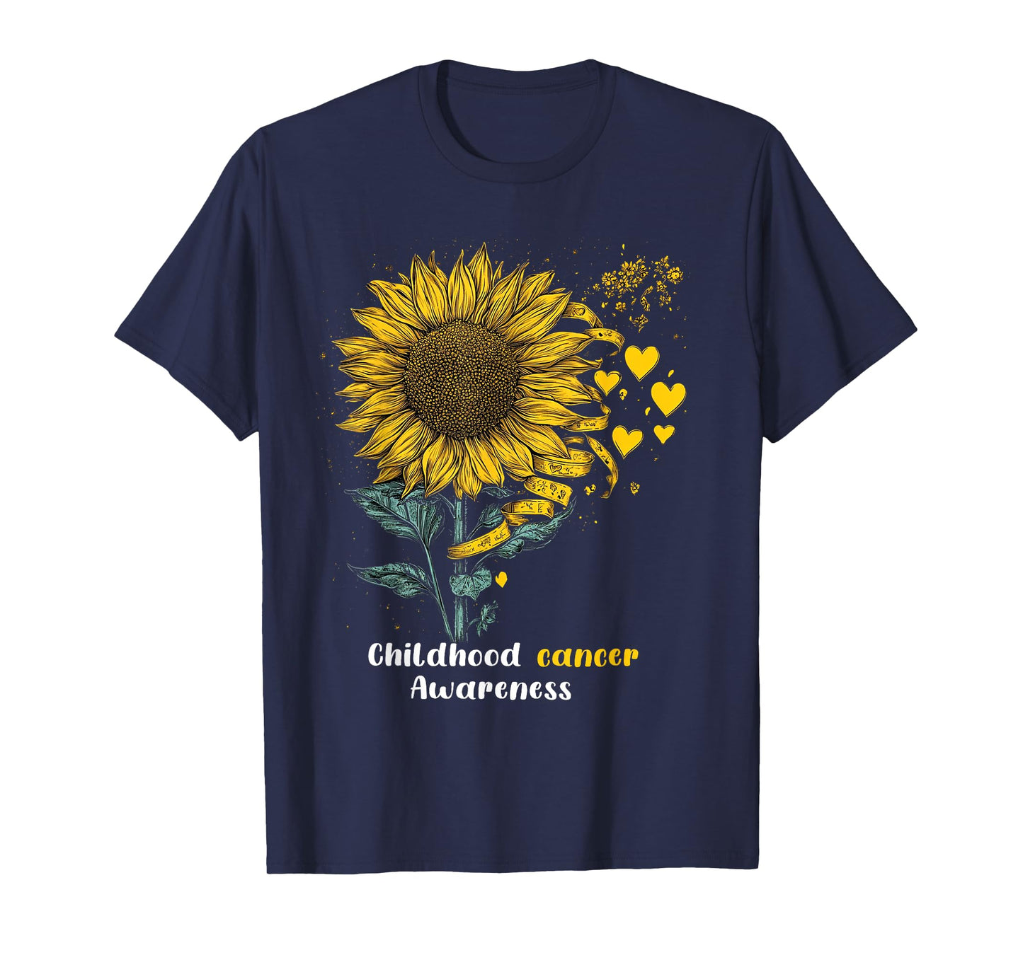 Childhood Cancer Awareness Yellow Sunflower Ribbon gifts T-Shirt