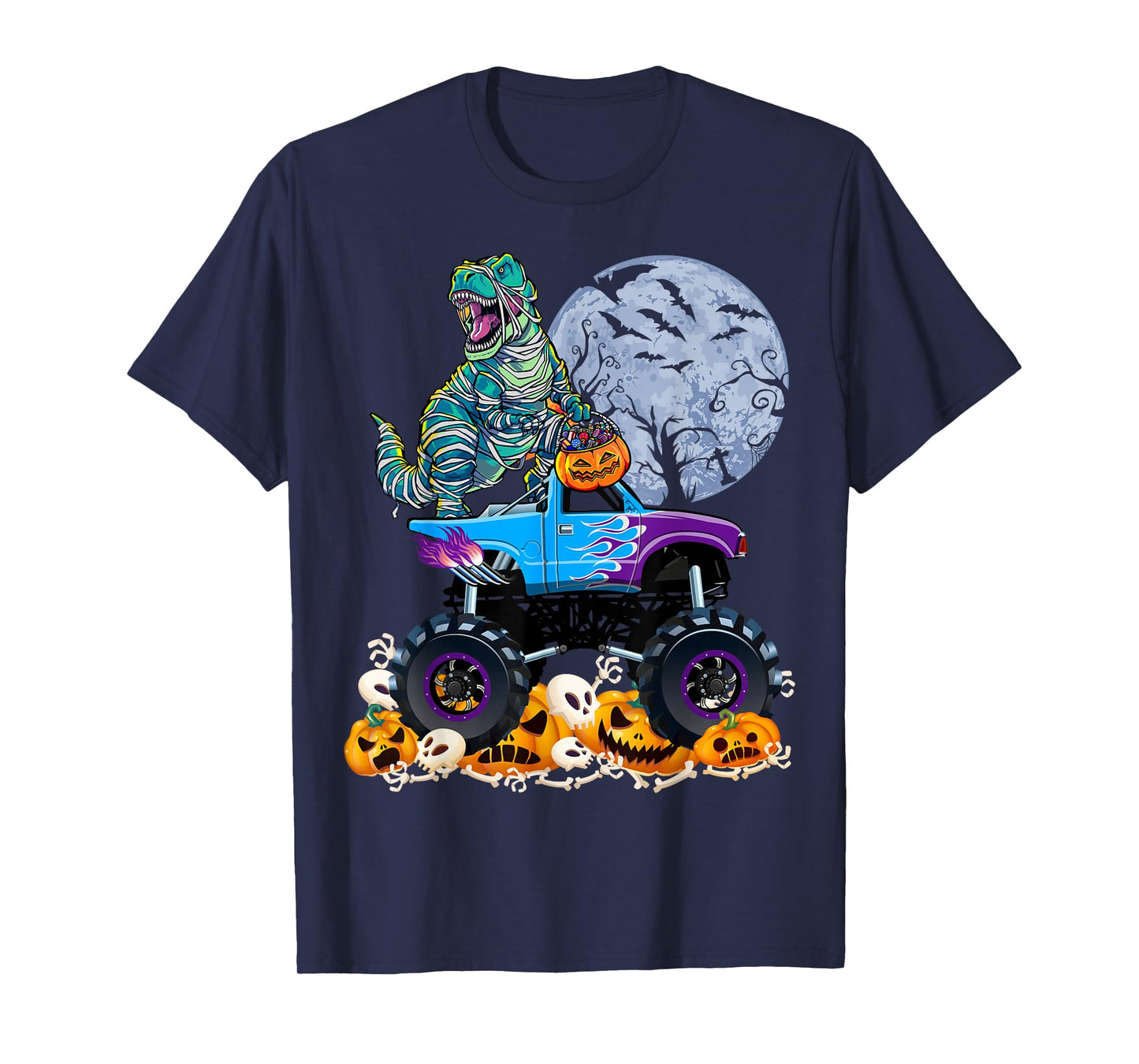 Dinosaur T rex Mummy Halloween Monster Truck Boys T-Shirt