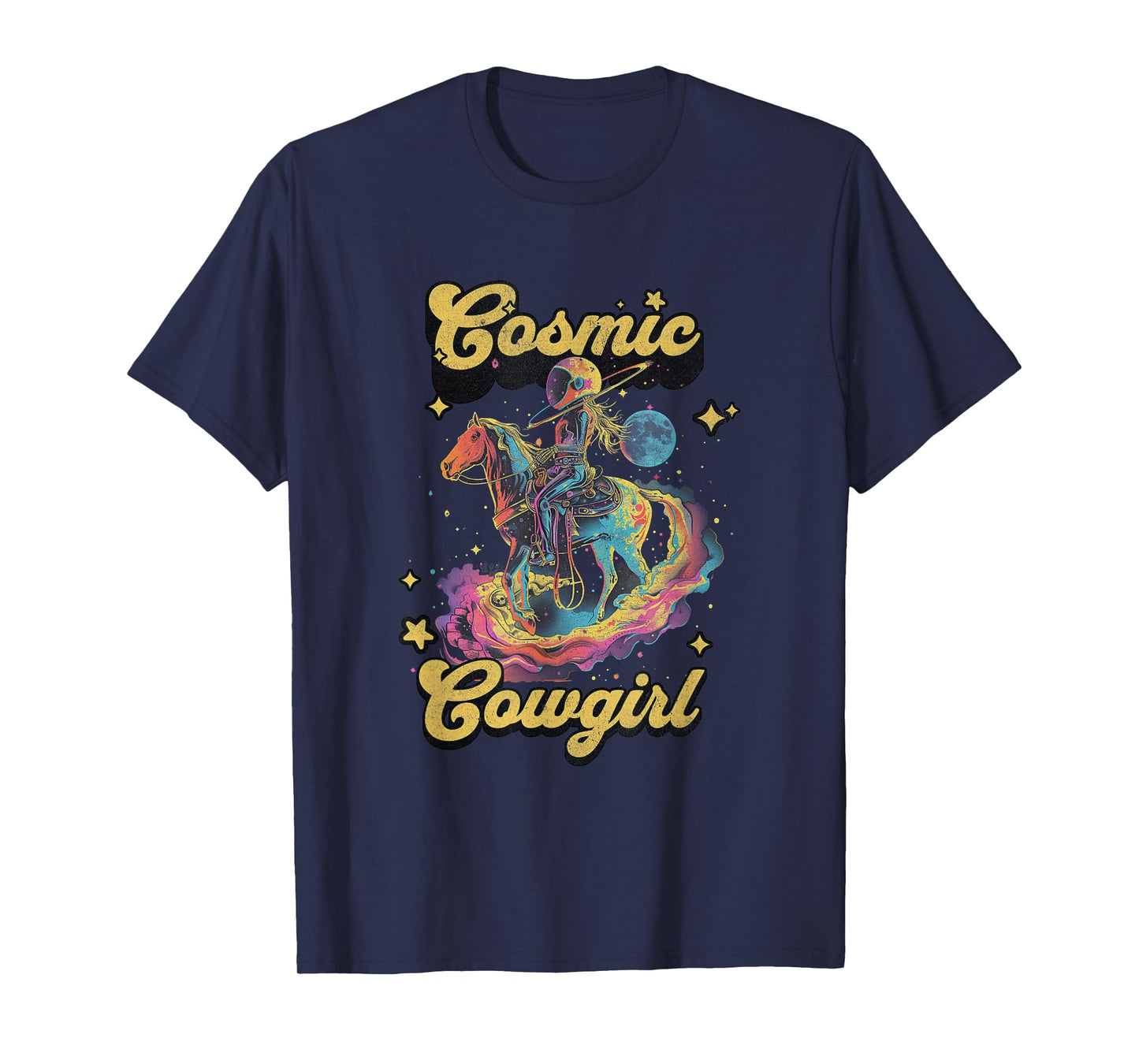 Cosmic Rodeo Howdy Western Retro Cute Cowboy Cowgirl Space T-Shirt