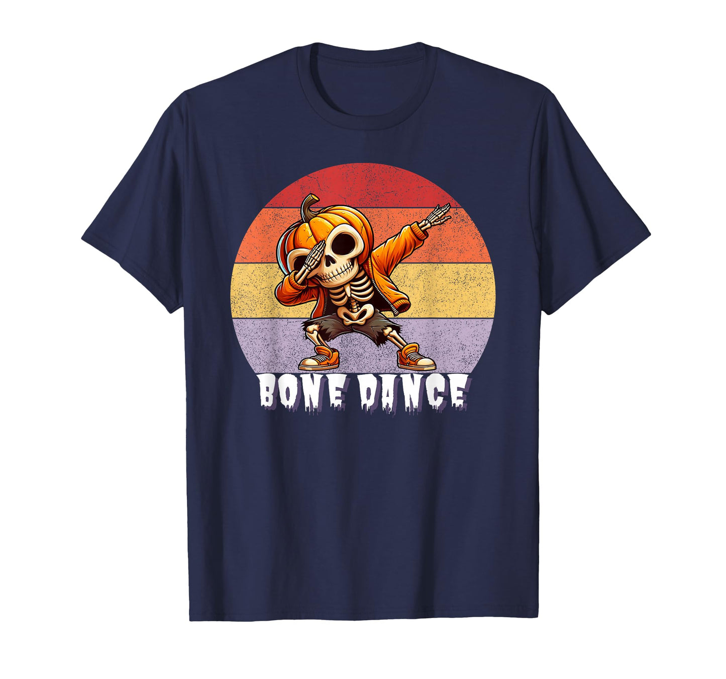 Vintage Funny Dabbing Skeleton Pumpkin Halloween T-Shirt
