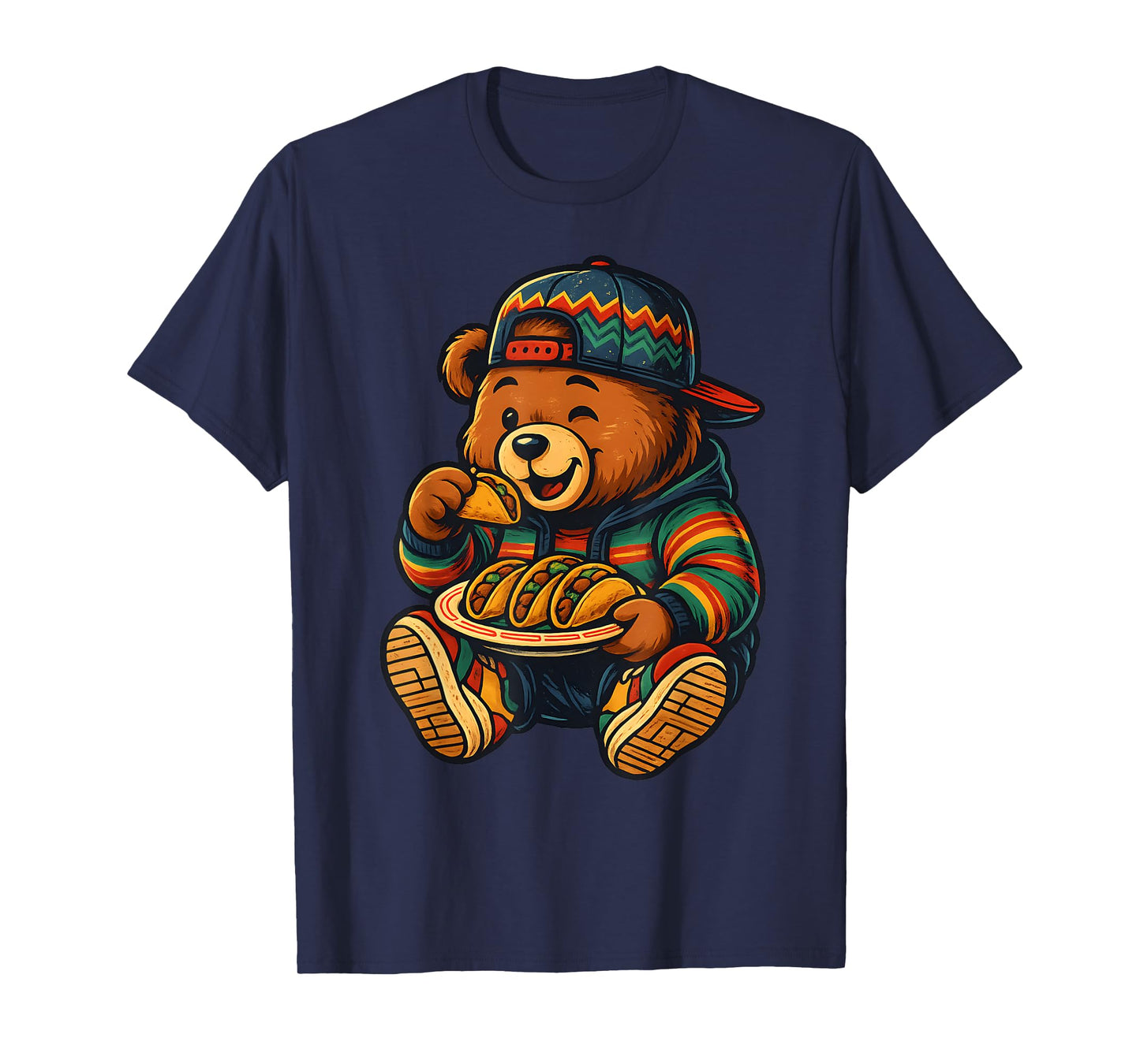 Hip Hop Teddy Bear Eating Tacos Mexican Baja Latin American T-Shirt