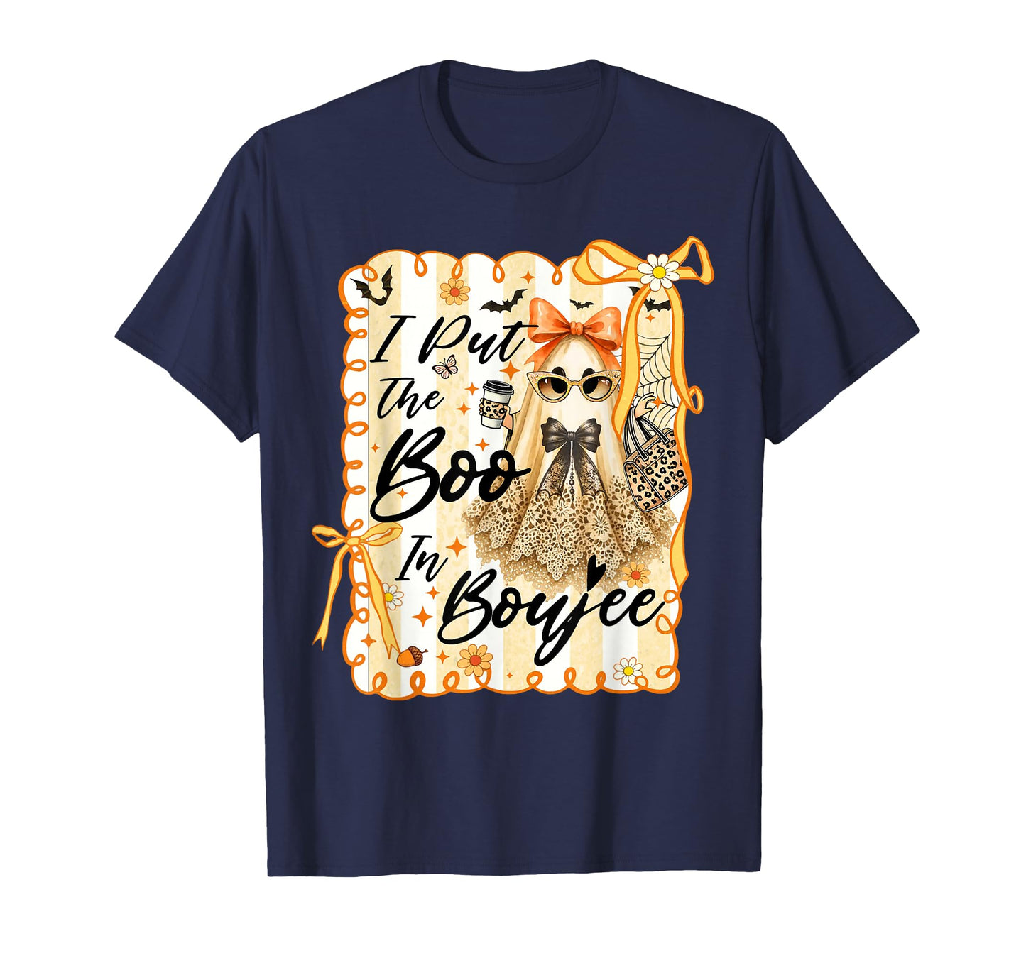 I Put The Boo in Boujee Lace Coquette Bow Boujie Halloween T-Shirt