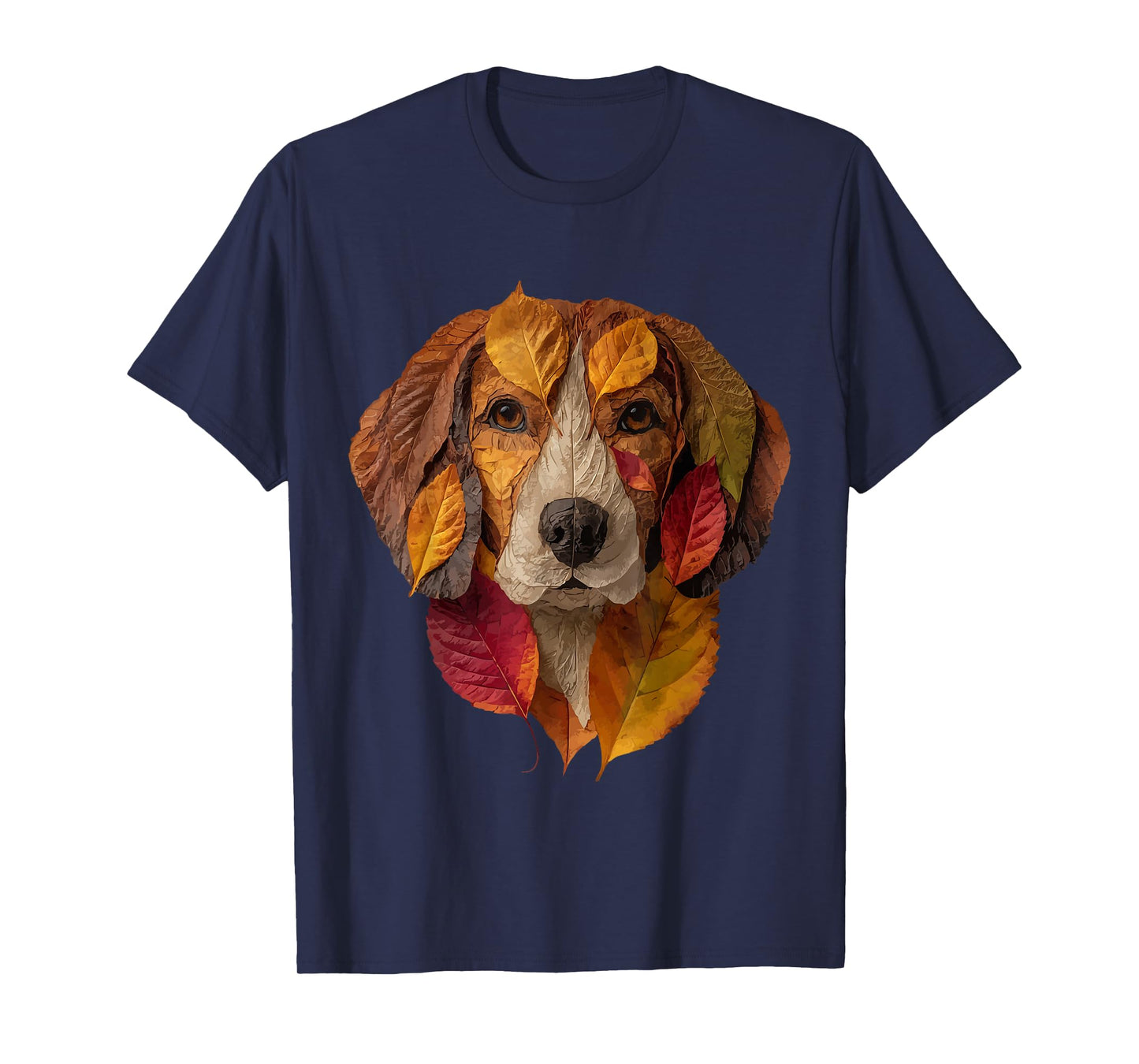 Beagle Autumn Leaves Animal Art Artistic Dog Fall Aesthetic T-Shirt