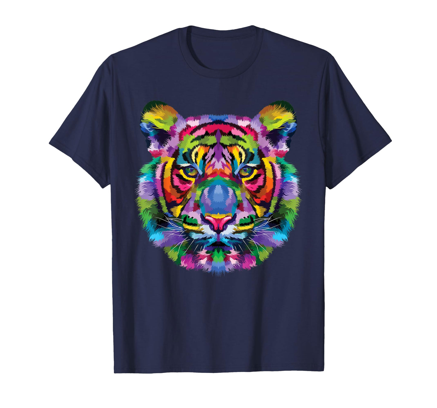 Rainbow Tiger Head Vibrant Royalty Colorful Tiger T-Shirt