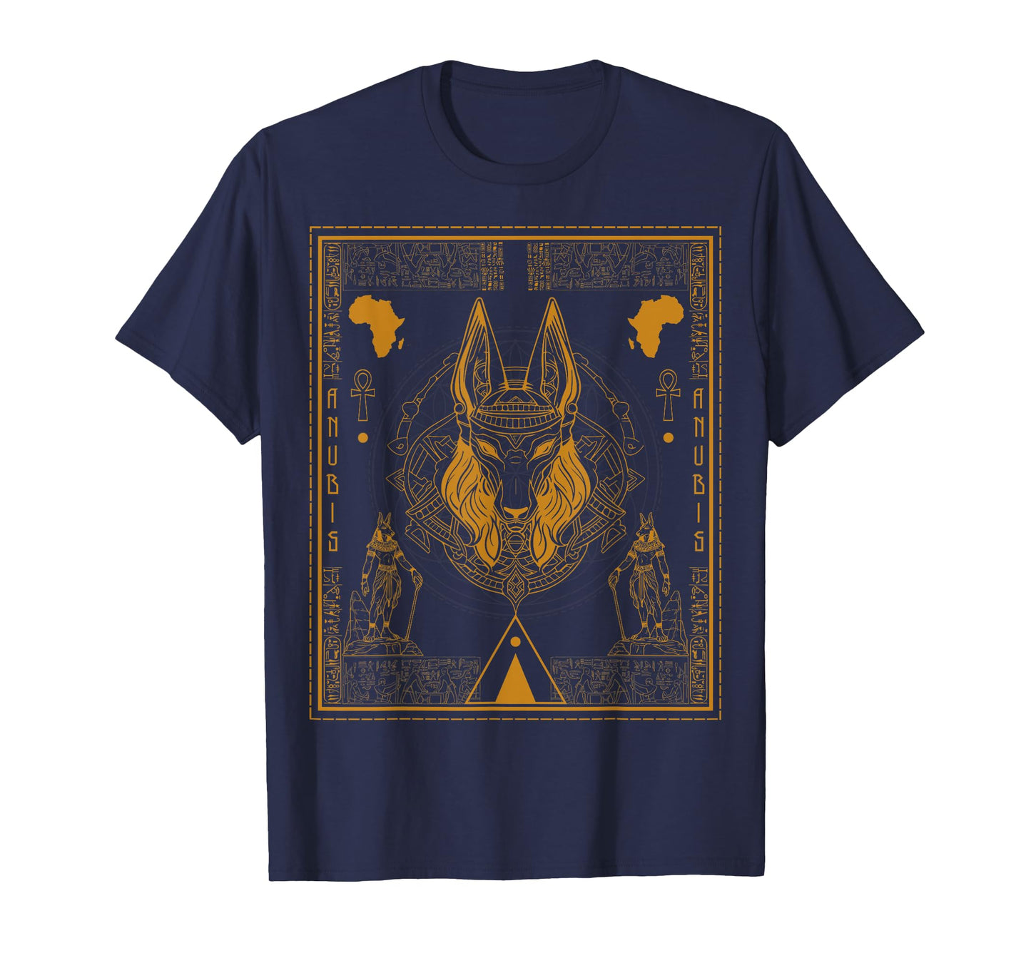 Sacred Geometry Science Egyptian God Anubis Kemetic Ankh T-Shirt
