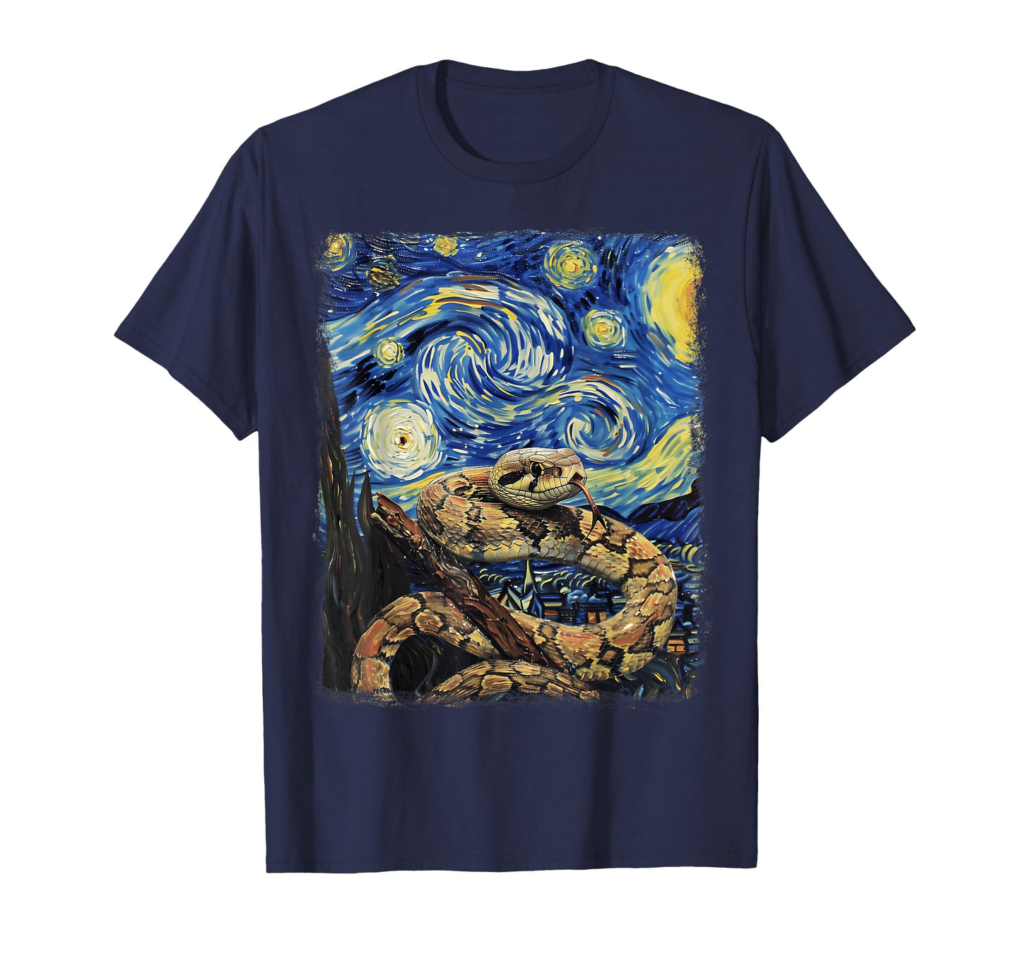 Snake Snakes Starry Night Painting T-Shirt