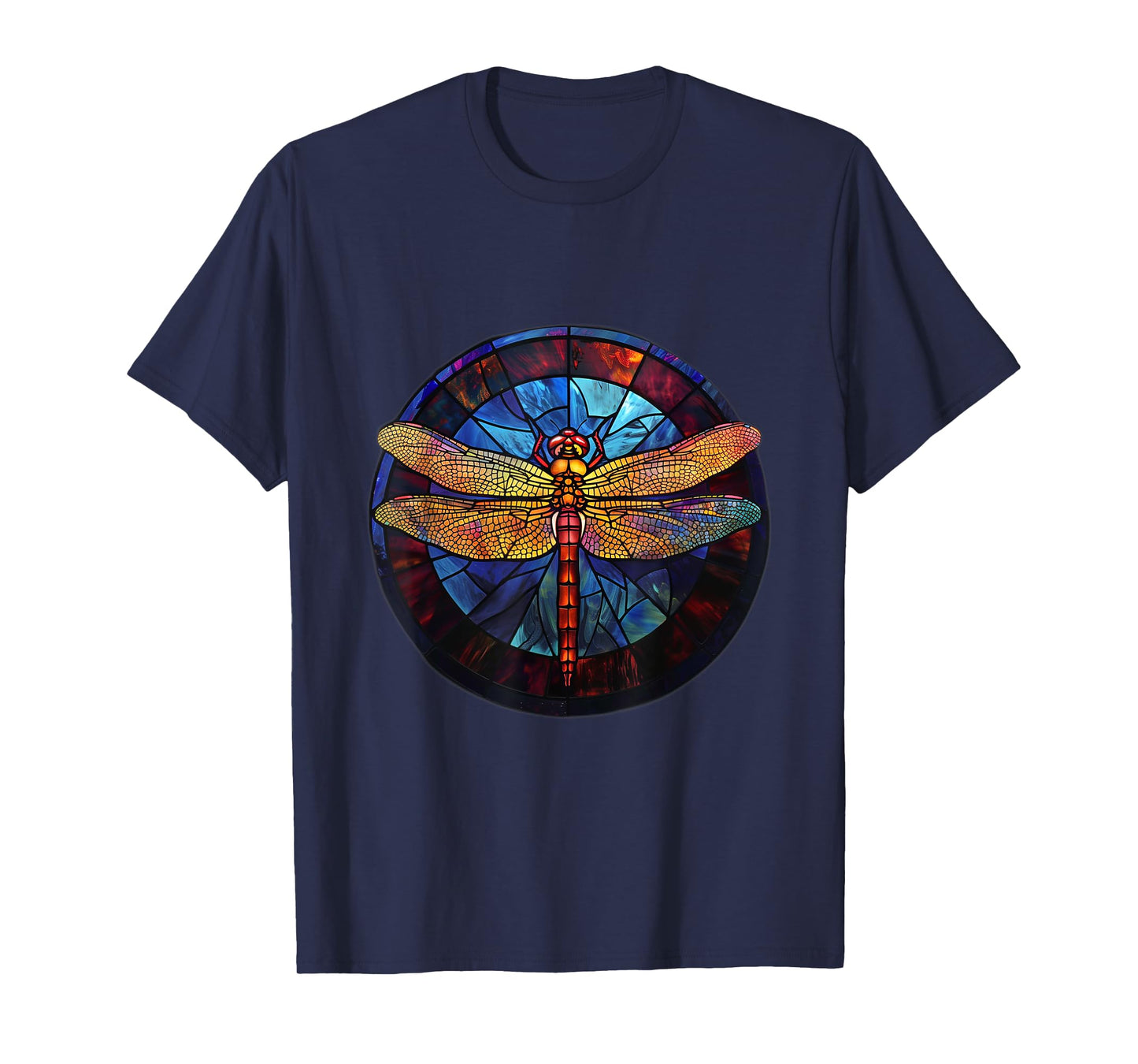Beautiful nature. Dragonfly. Stained glass graphic. T-Shirt