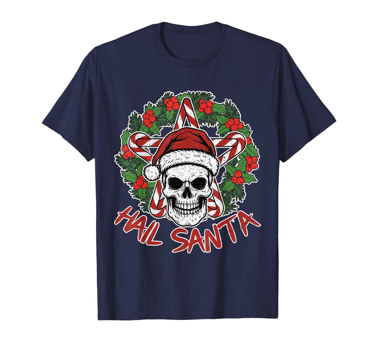Hail Santa Heavy Pagan Solstice Gothic Christmas Skeleton T-Shirt