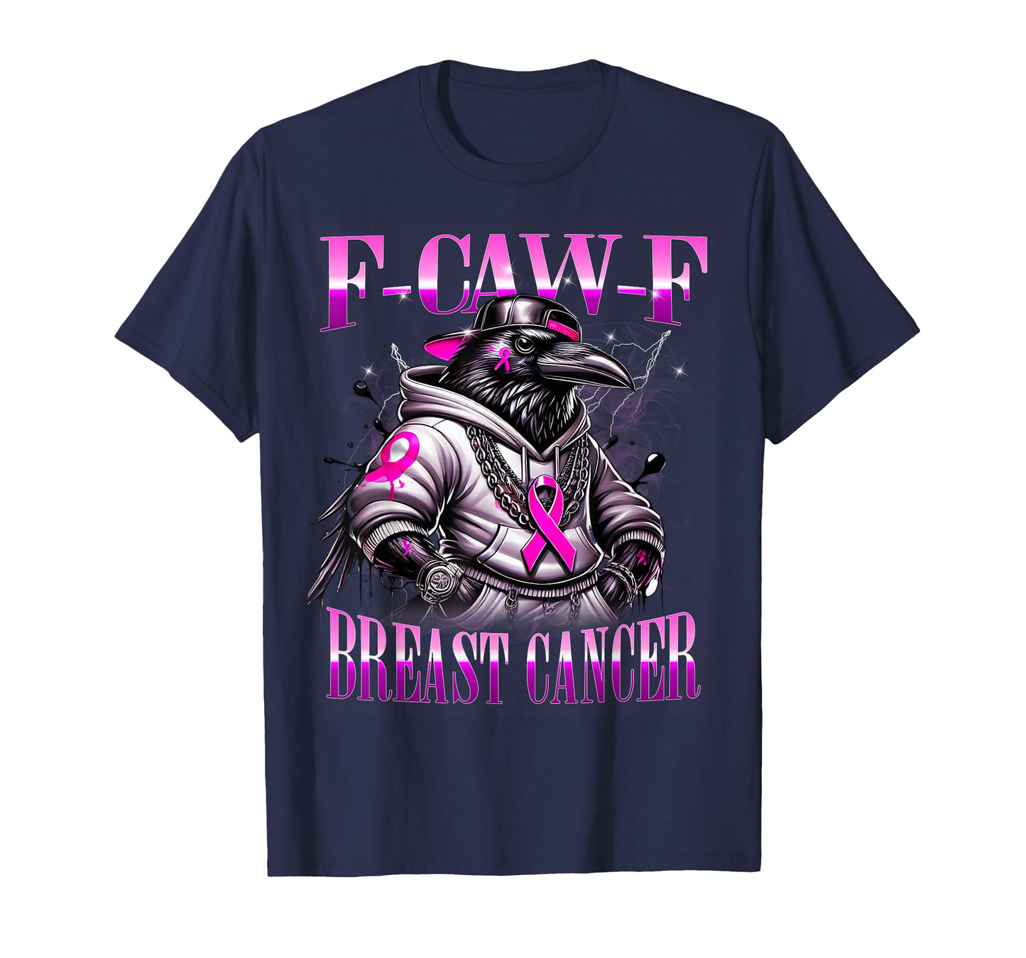 F Caw F Raven Pink Ribbon Cancer Awareness Urban Art T-Shirt
