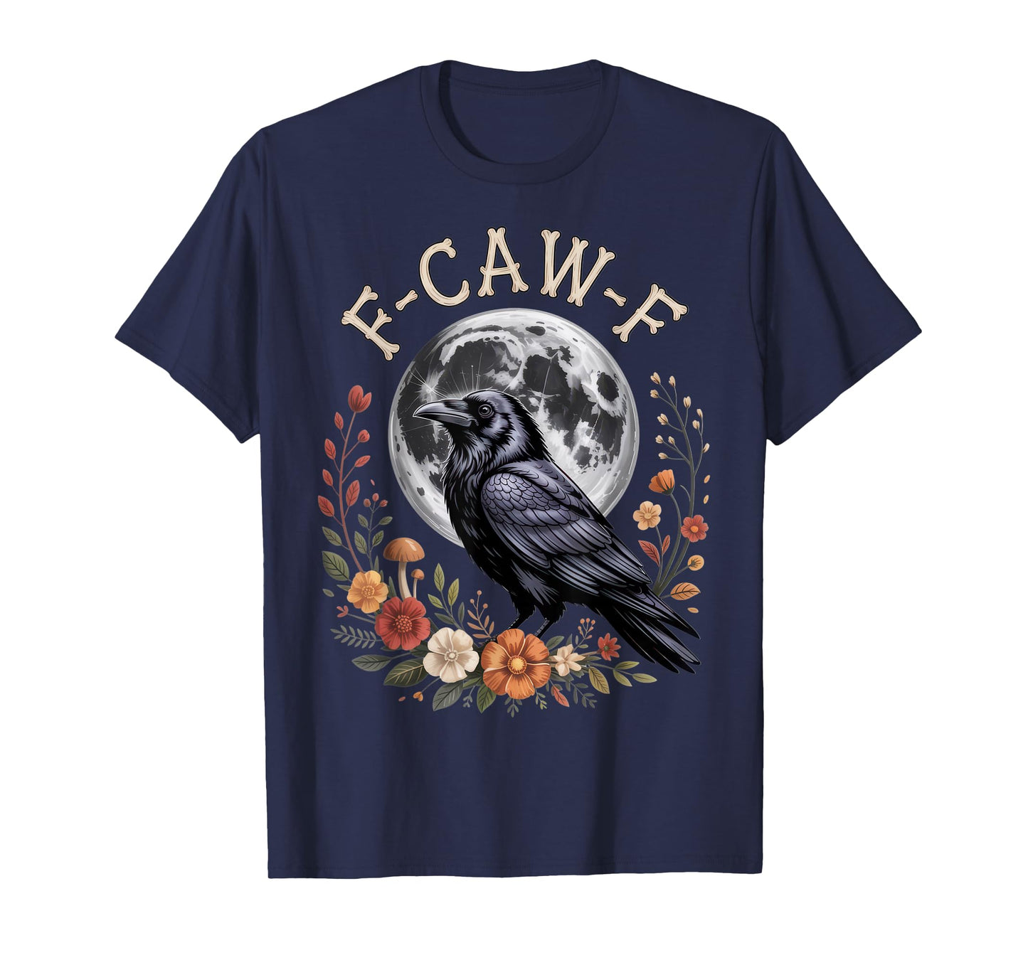 F-CAW-F Raven Moon Art for Bird Lovers Halloween Vibe T-Shirt