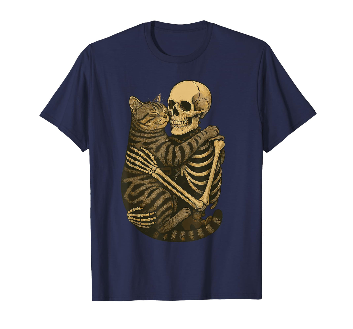 Skeleton Hugging American Shorthair T-Shirt