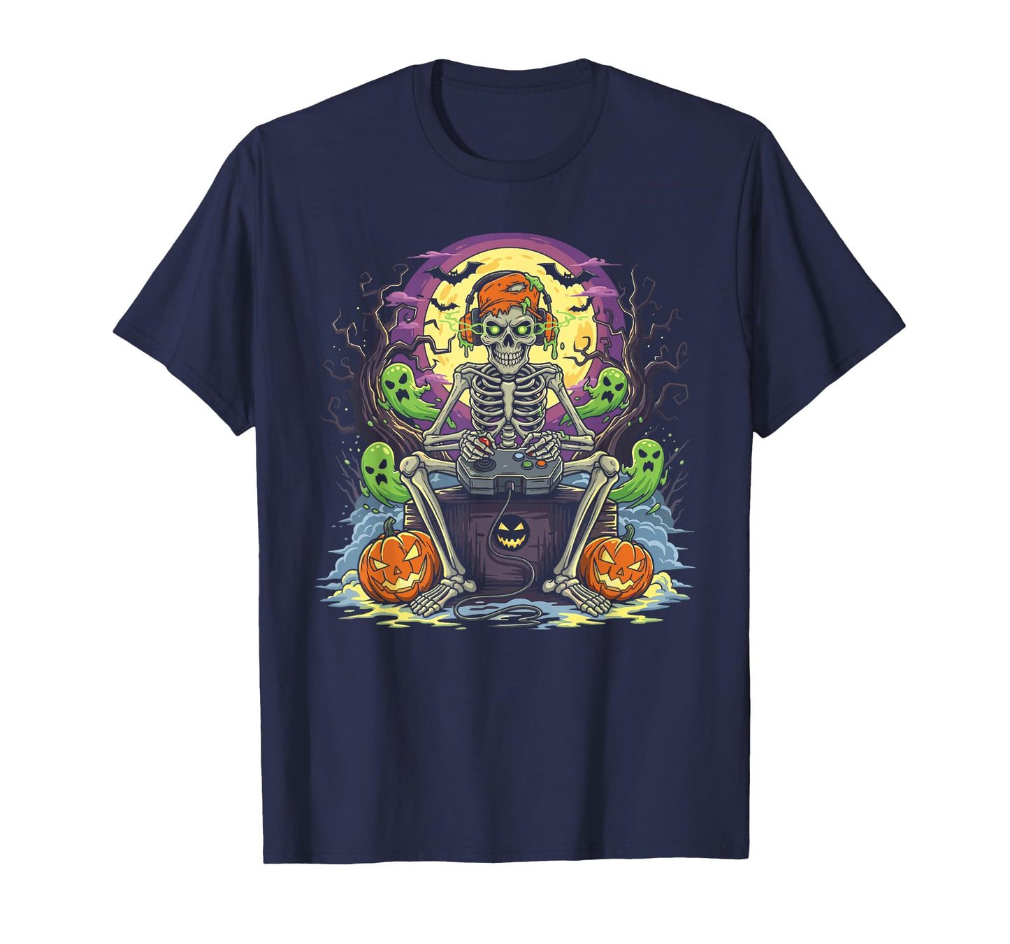Skeleton Gamer Halloween Video Game Spooky Gaming Outfit T-Shirt