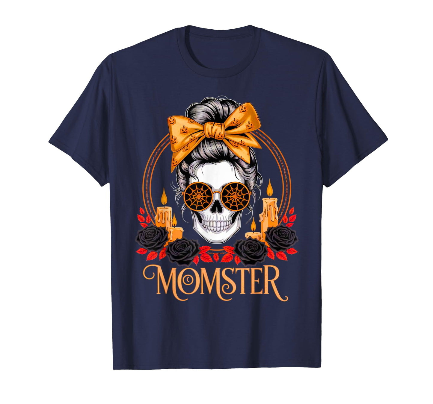 Momster Halloween Costume Skeleton Messy Bun Mother Coffee T-Shirt