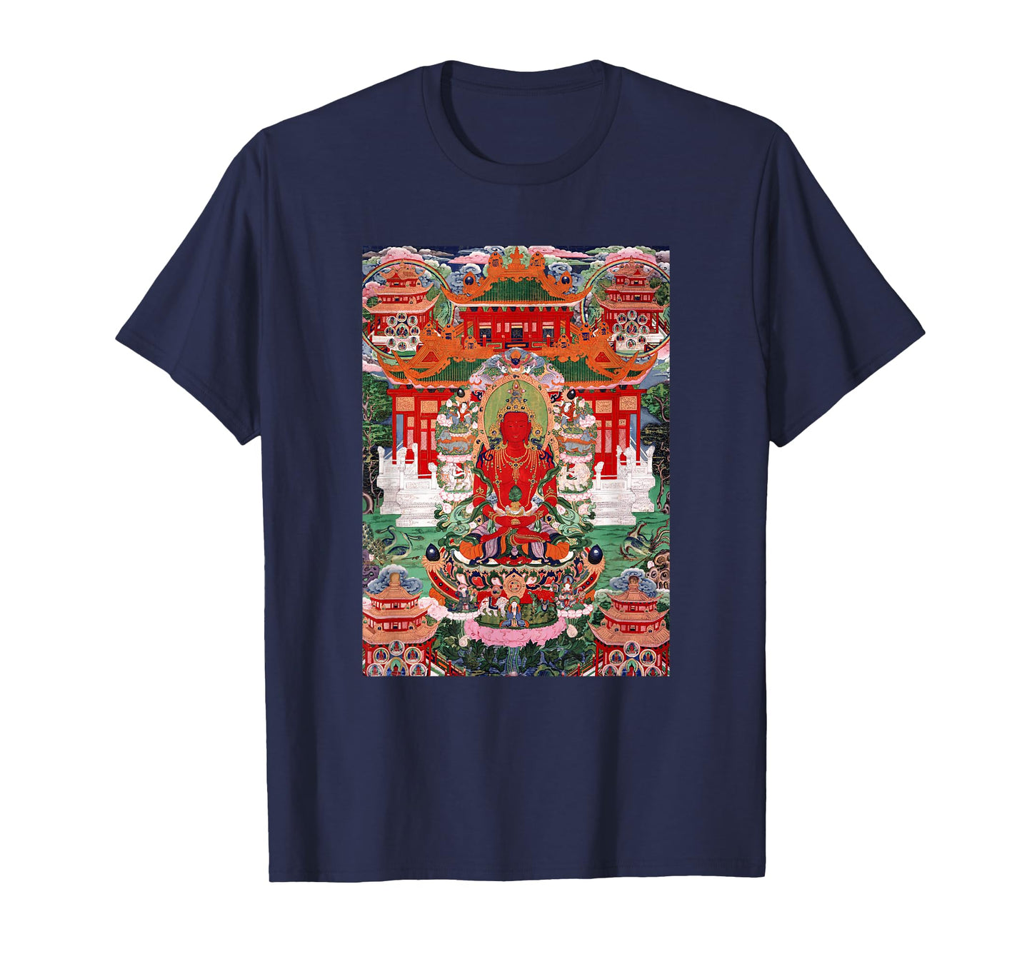 Buddha Amitayus in His Pure Land Tibetan Buddhist Thangka T-Shirt