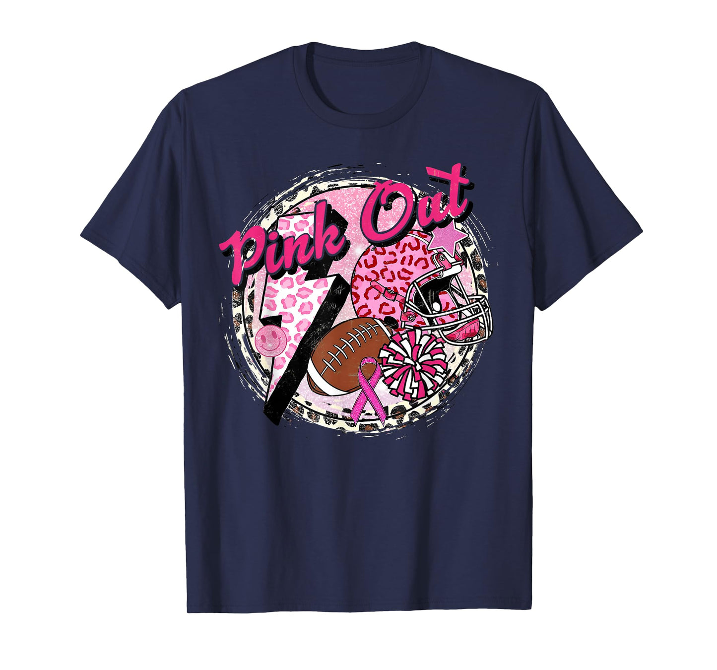 Pink Out American Football Warrior Breast Cancer Awareness T-Shirt