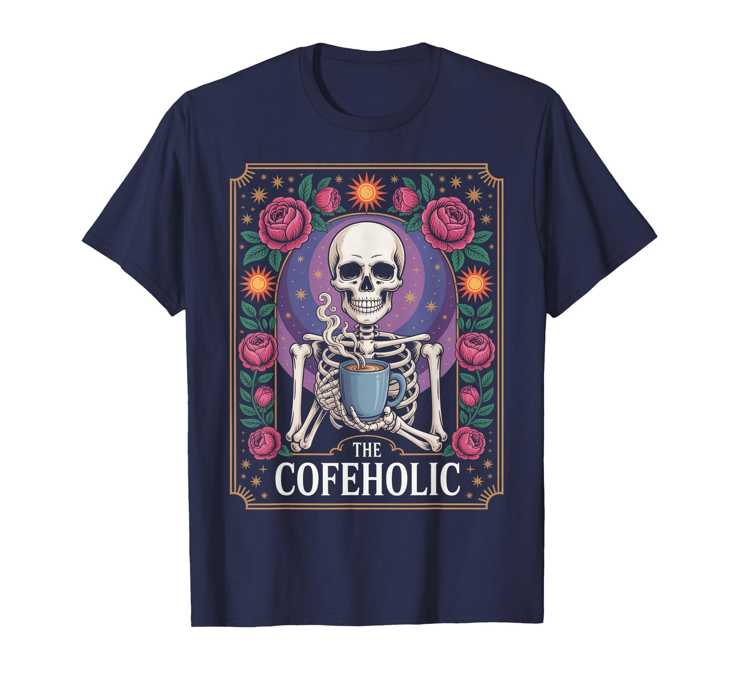 Funny Coffee Saying The Cofeholic Skeleton Mexico Men Women T-Shirt