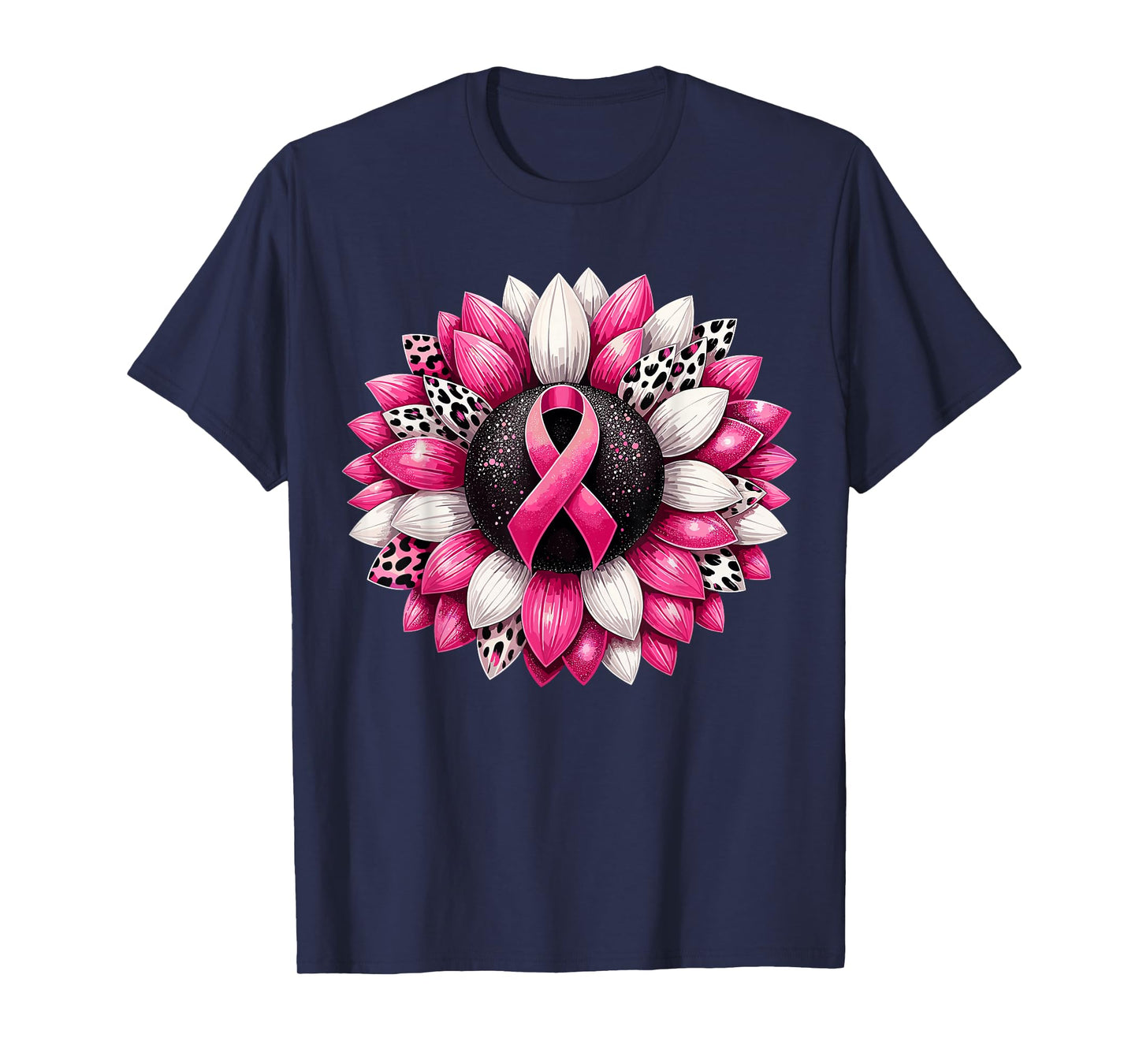 Sunflower Pink Breast Cancer Awareness Womens T-Shirt