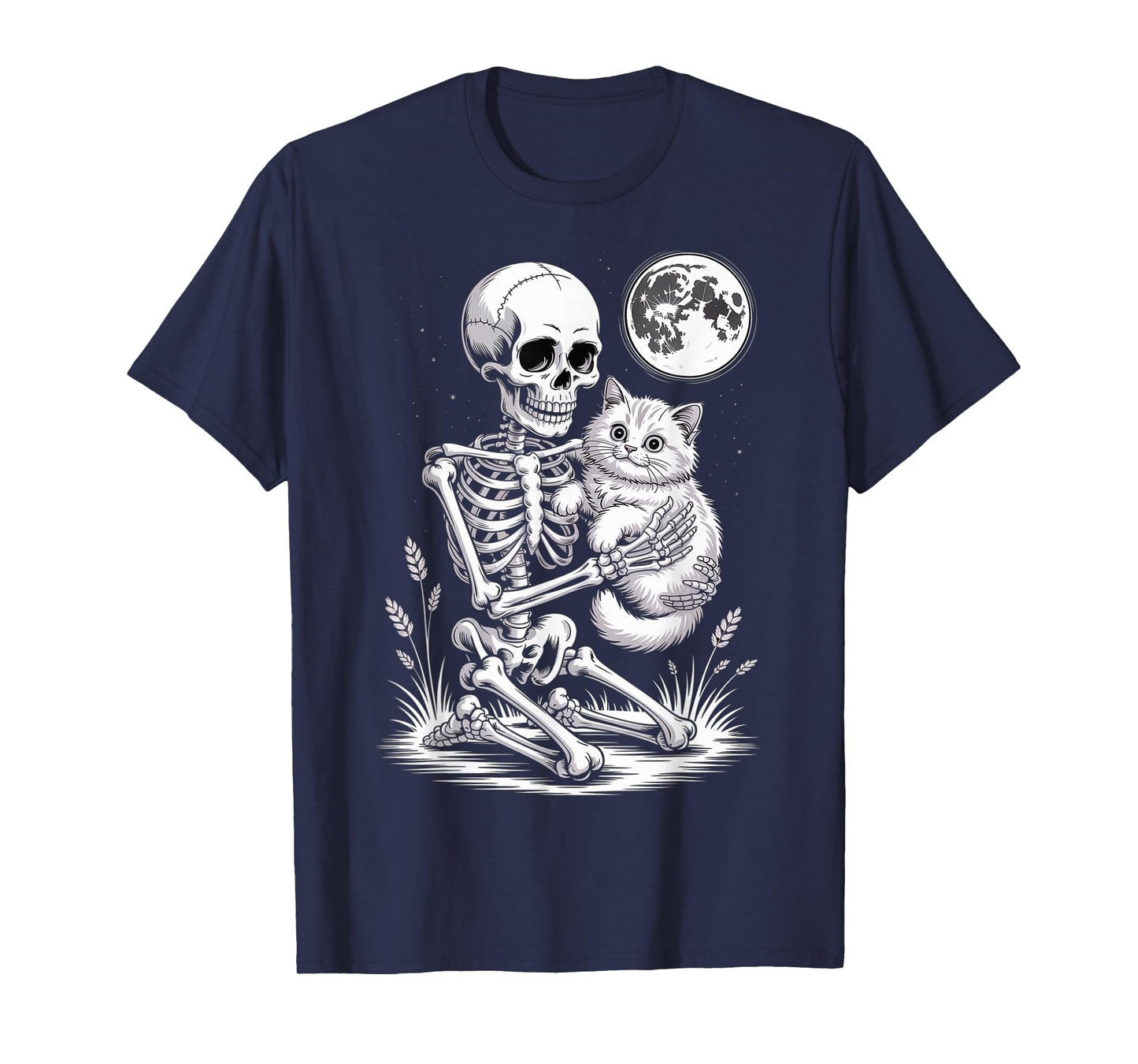 Skeleton Cat Skull Kitty Cute Goth Halloween Men Women Kids T-Shirt