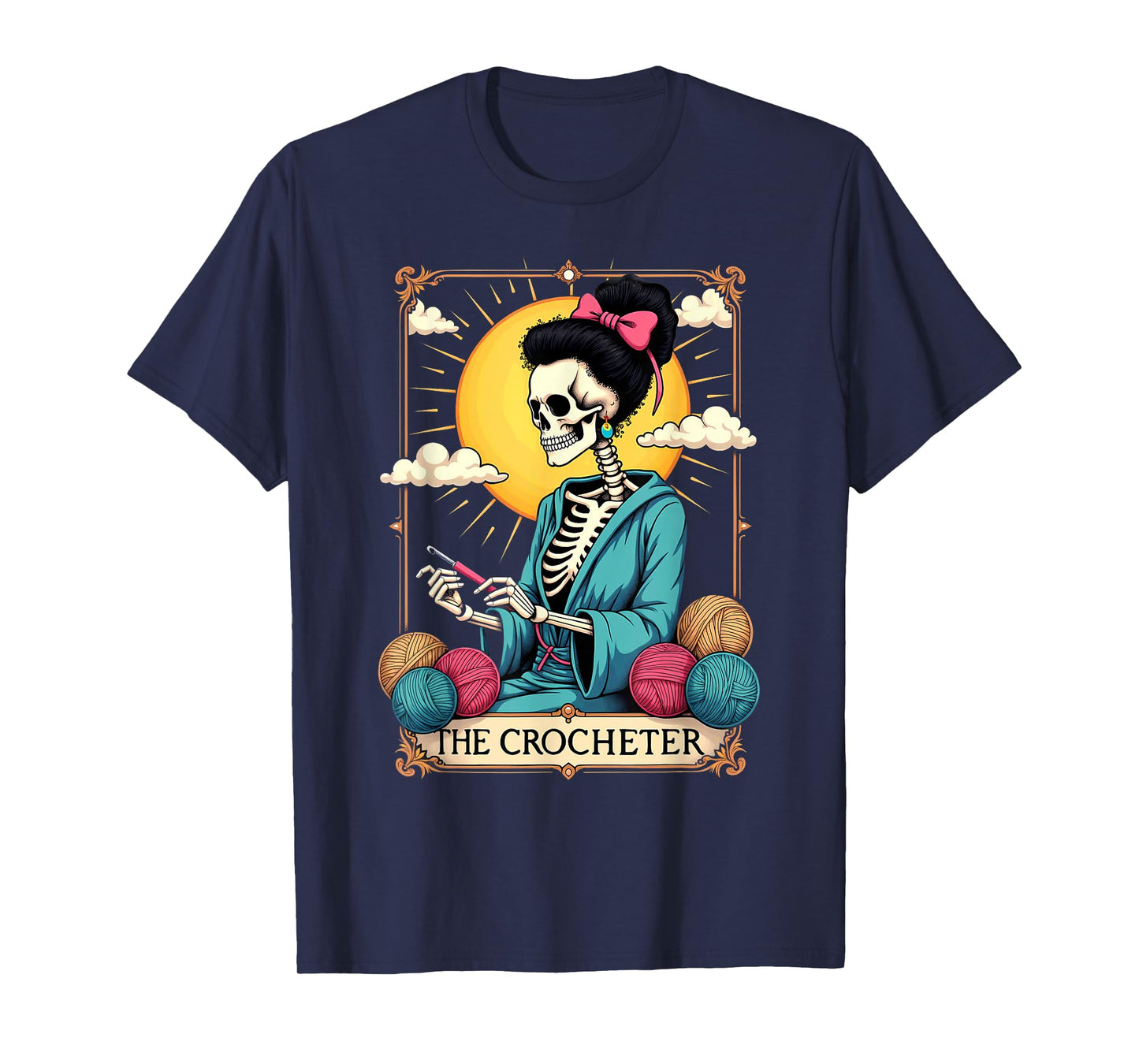 Gothic Tarot Card Knitter Crocheter Skeleton T-Shirt