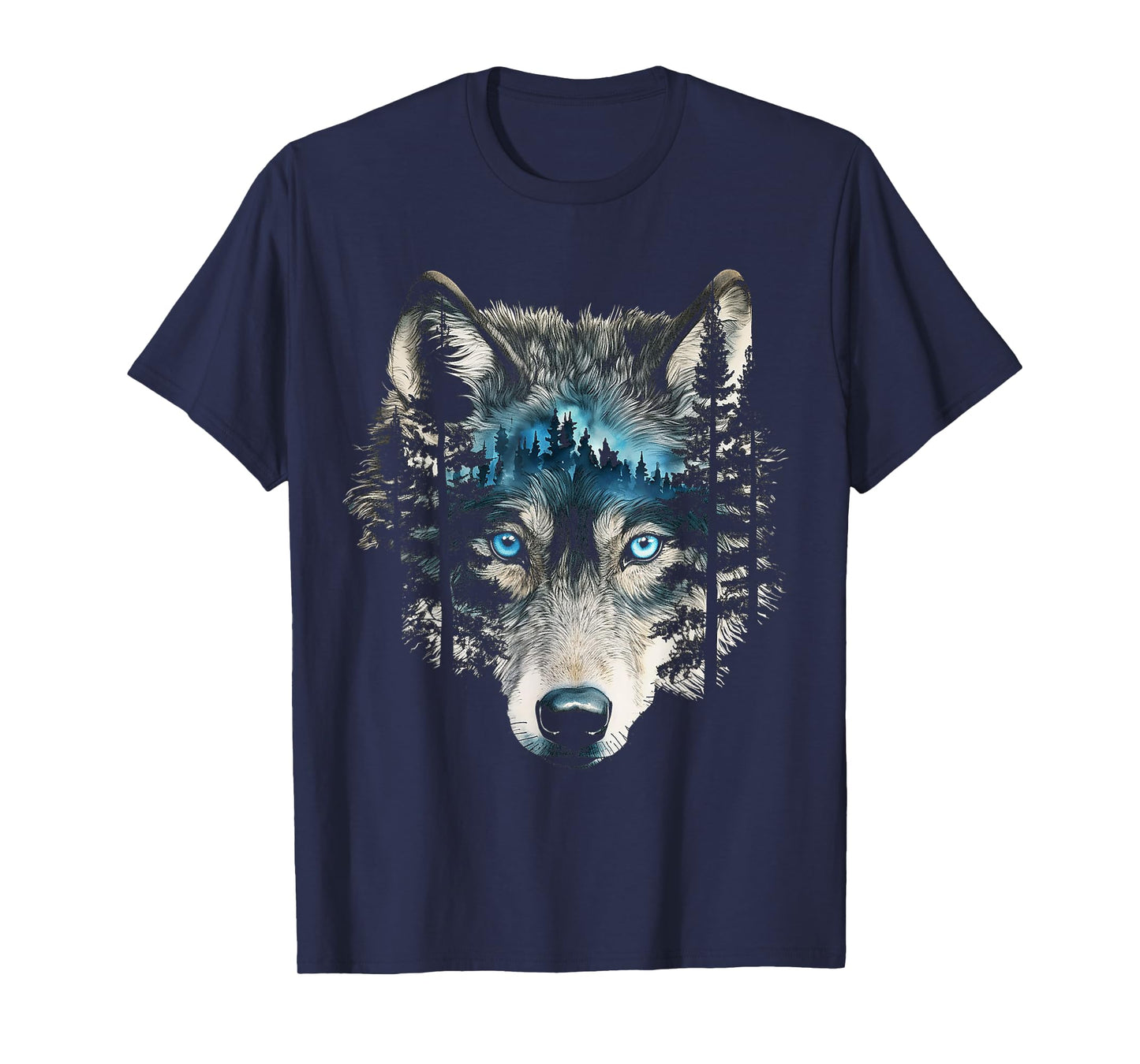 Wolf Nature Abstract Animal Art Blue Eyes Graphic Wolf T-Shirt