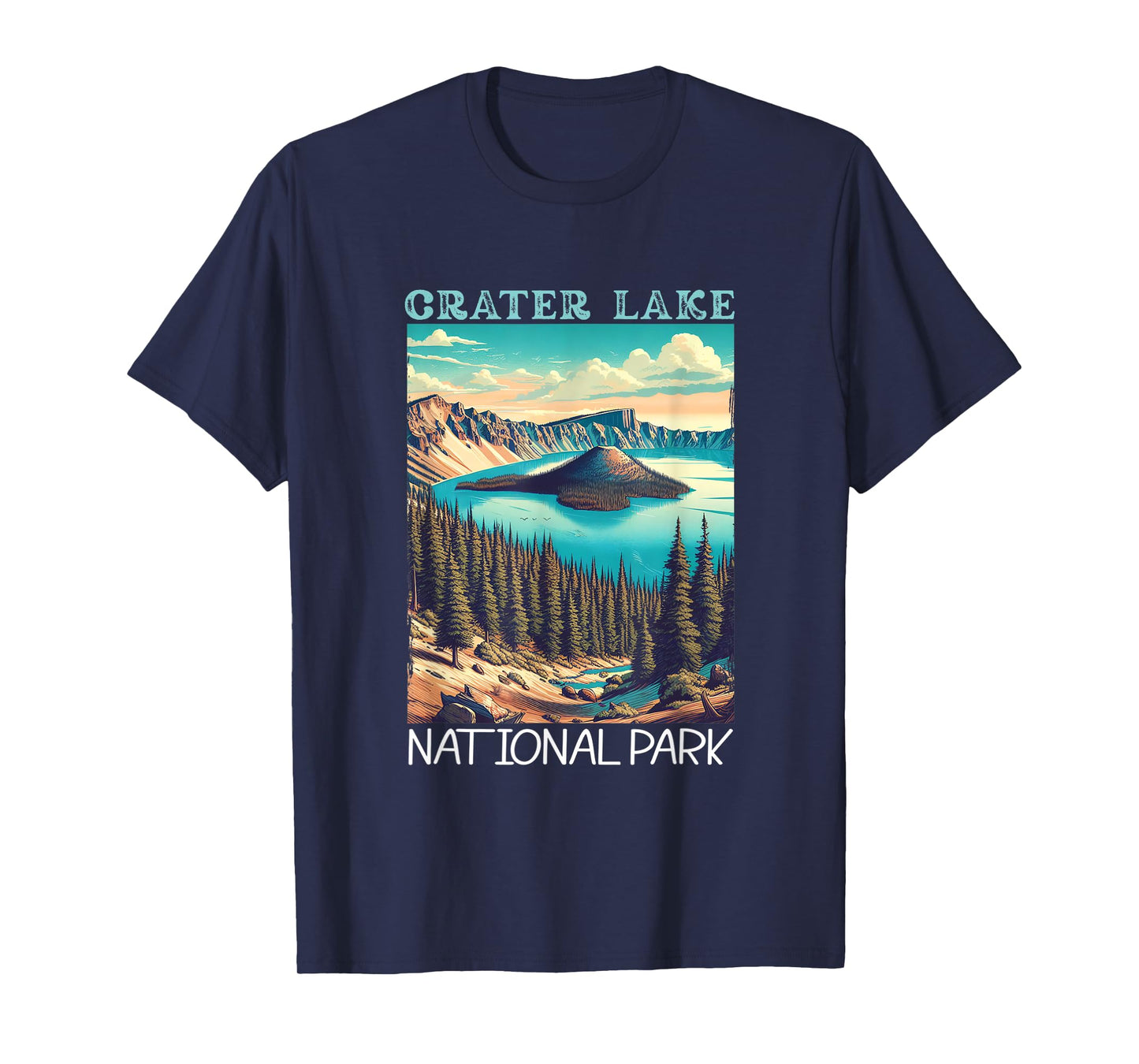 Crater Lake National Park Retro Hiking Camping Vacation T-Shirt