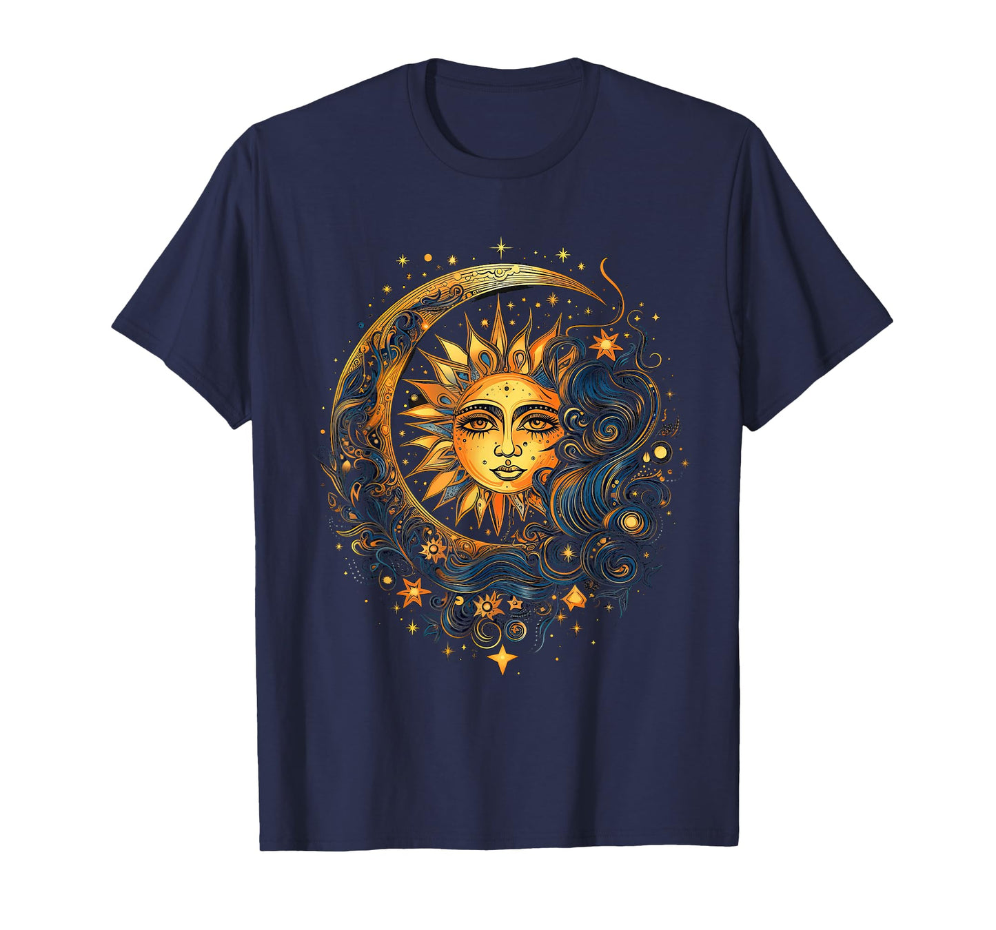 mystic sun and moon woman mystical flowers aesthetic T-Shirt
