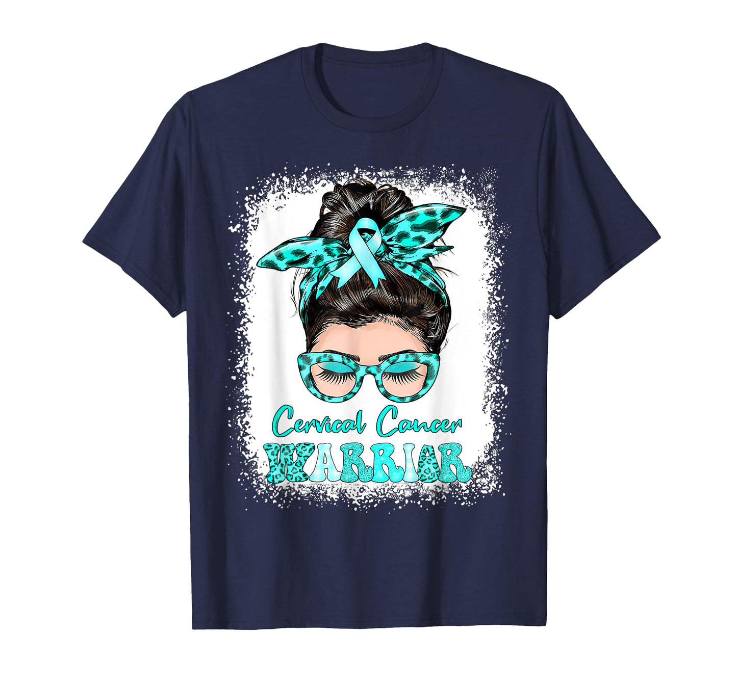 Women Messy Bun Hair Cervical Cancer Awareness T-Shirt