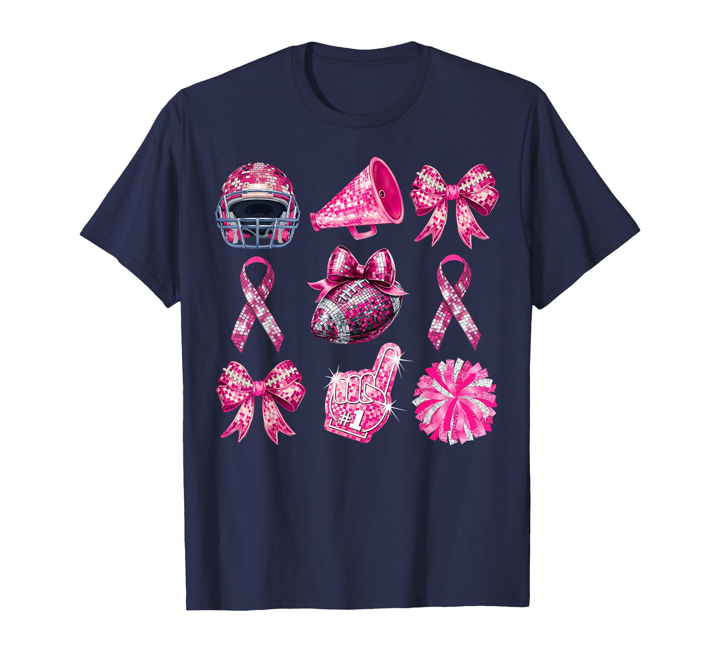 Football Coquette Cheer Mom Pink Out Breast Cancer Awareness T-Shirt