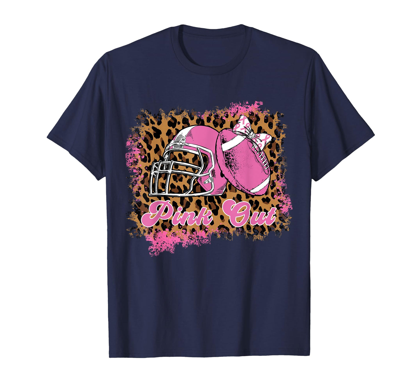 Breast Cancer Ribbon Women Pink Out Football Mom Hair Bow T-Shirt