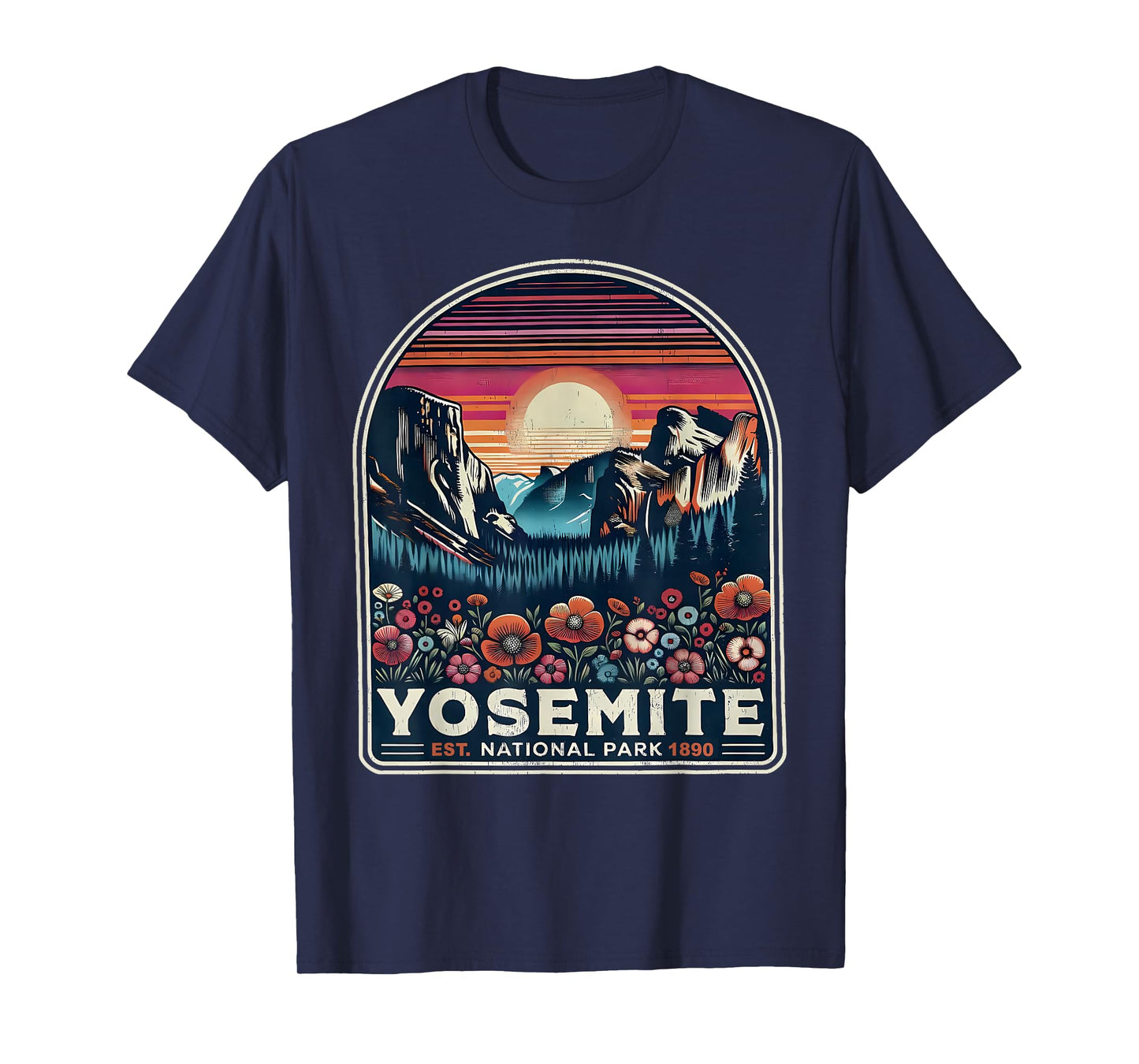 Retro Yosemite National Park Wildflower Vintage Nature T-Shirt