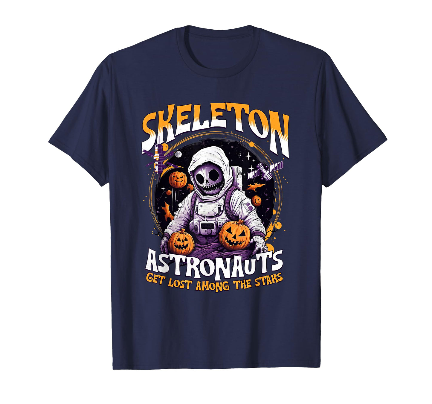 Skeleton Astronauts Explore The Cosmic Universe Adventure T-Shirt