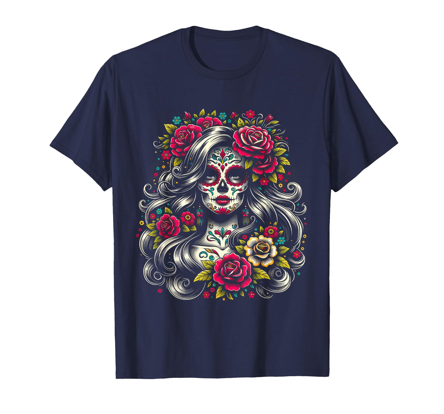 De Los Muertos La Catrina Day of the Dead Sugar Skull Women T-Shirt