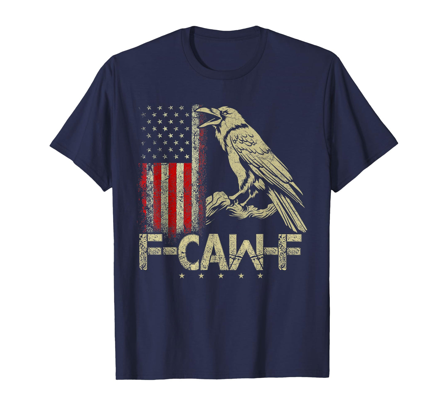 F-Caw-F Black Crow Black Bird, Vintage USA Flag F-Caw-F Crow T-Shirt