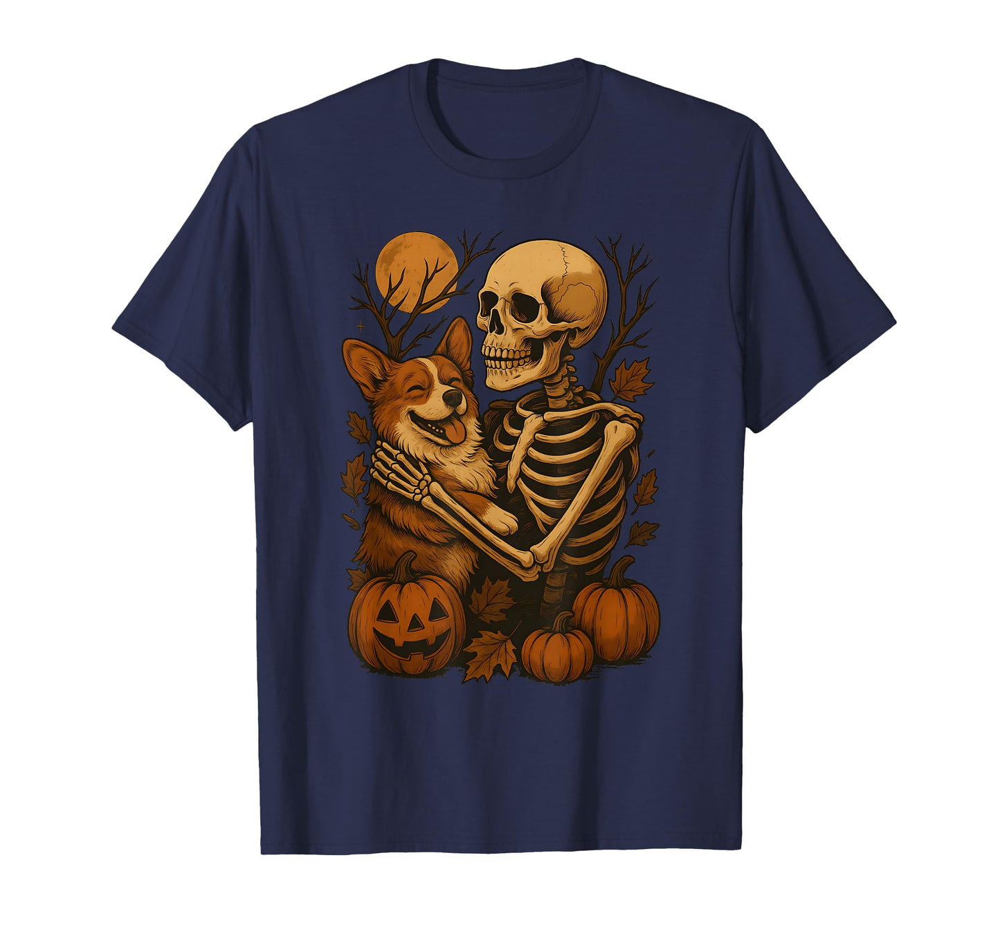Skeleton Hugging Pembroke Welsh Corgi T-Shirt