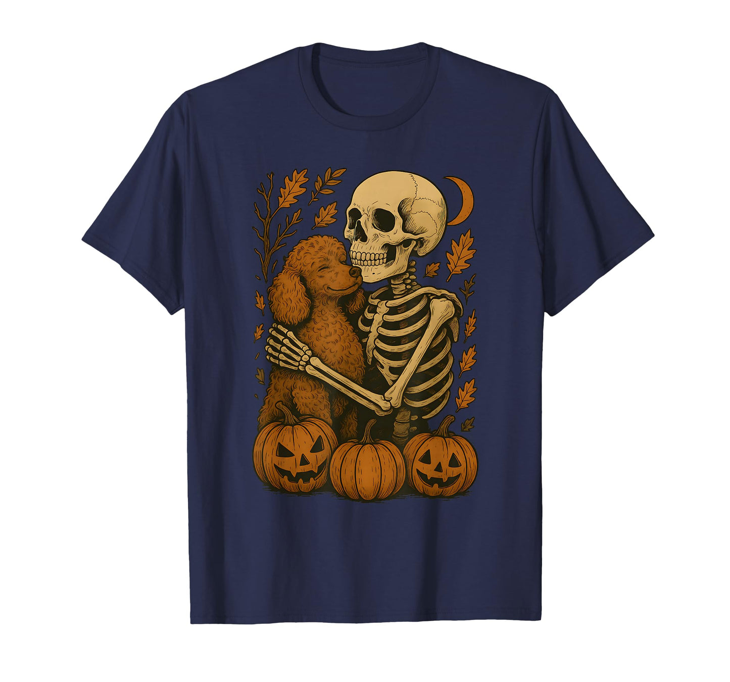 Skeleton Hugging Poodle T-Shirt