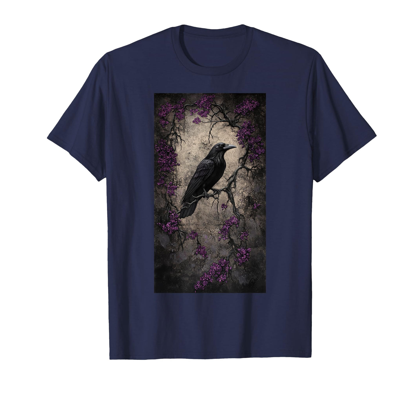 Gothic Raven Blackbird Gothic art Floral Nature T-Shirt