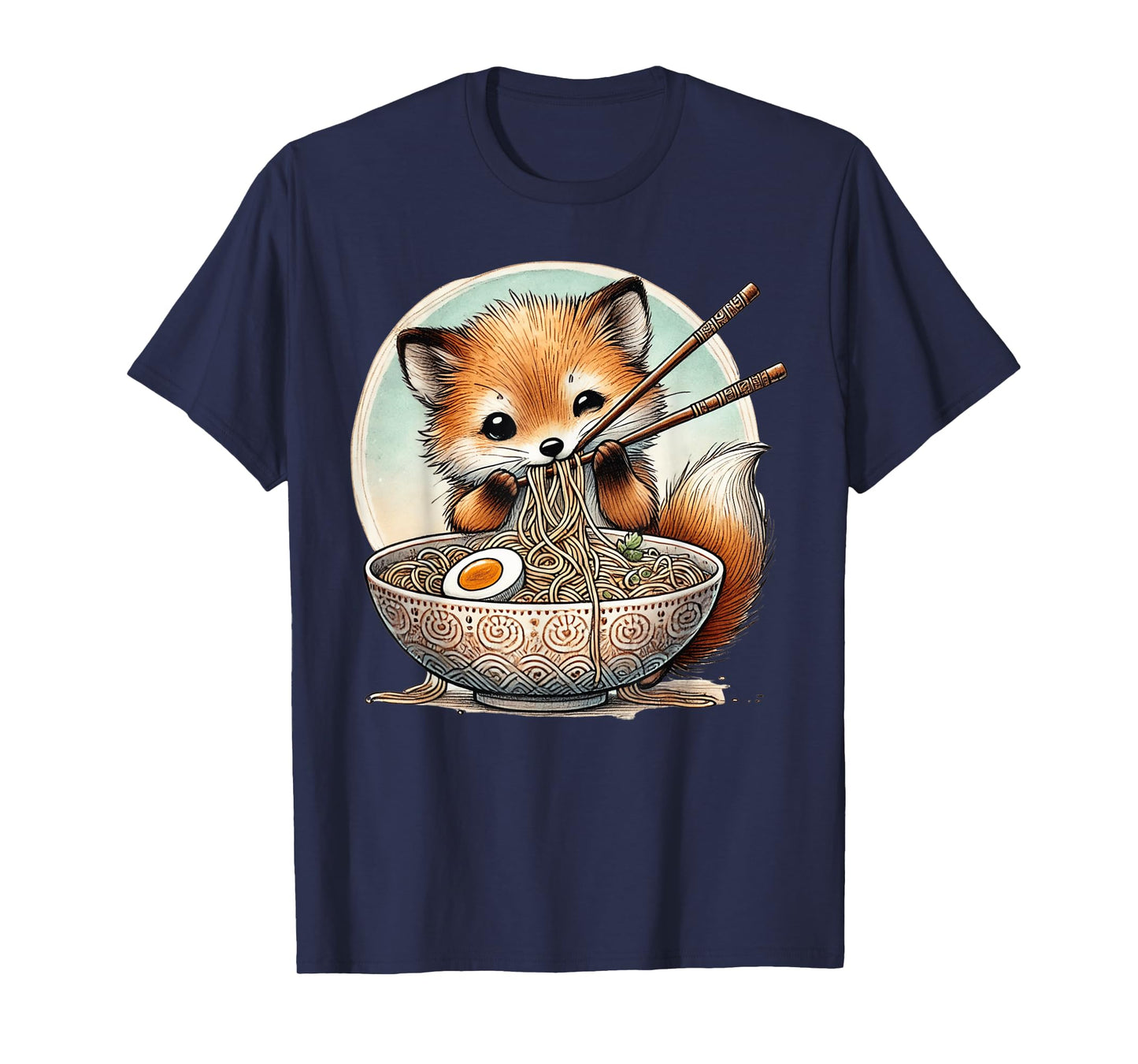 Japanese Art Wildlife Noodle Lover Cute Fox Ramen T-Shirt