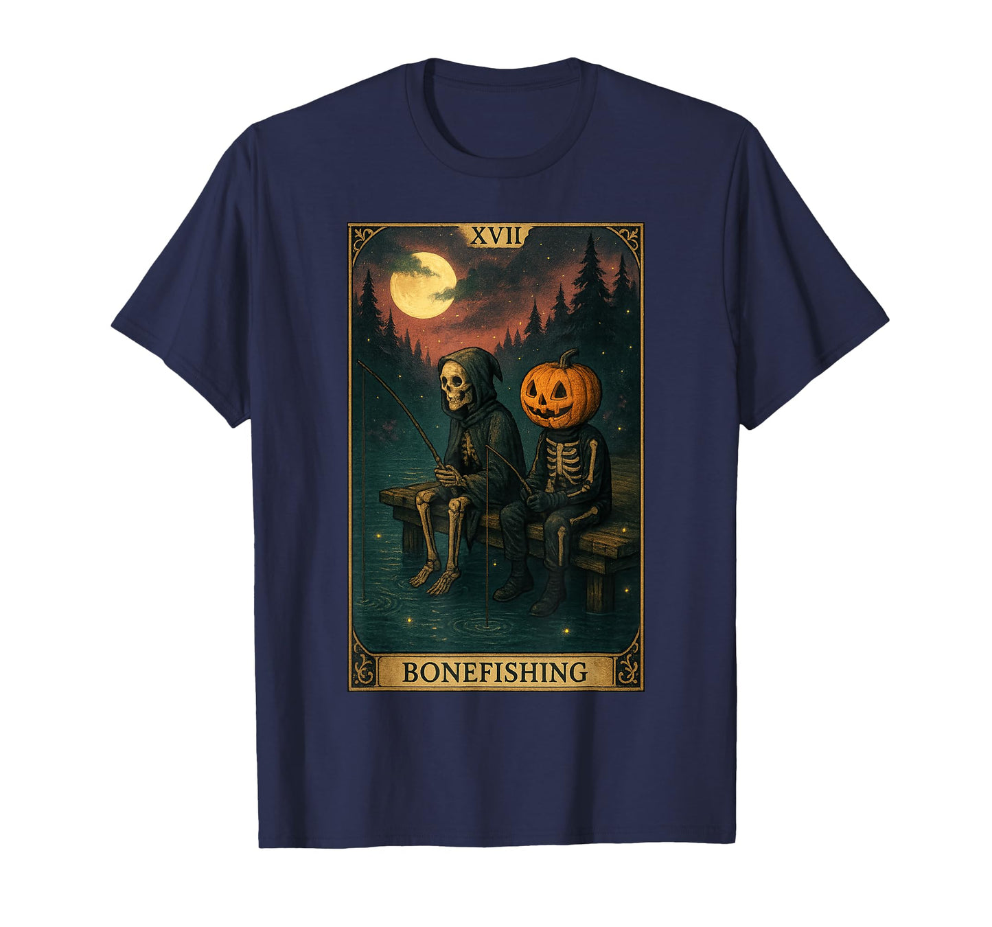 Funny Halloween Bonefishing Jack O Lantern Skeleton Fishing T-Shirt