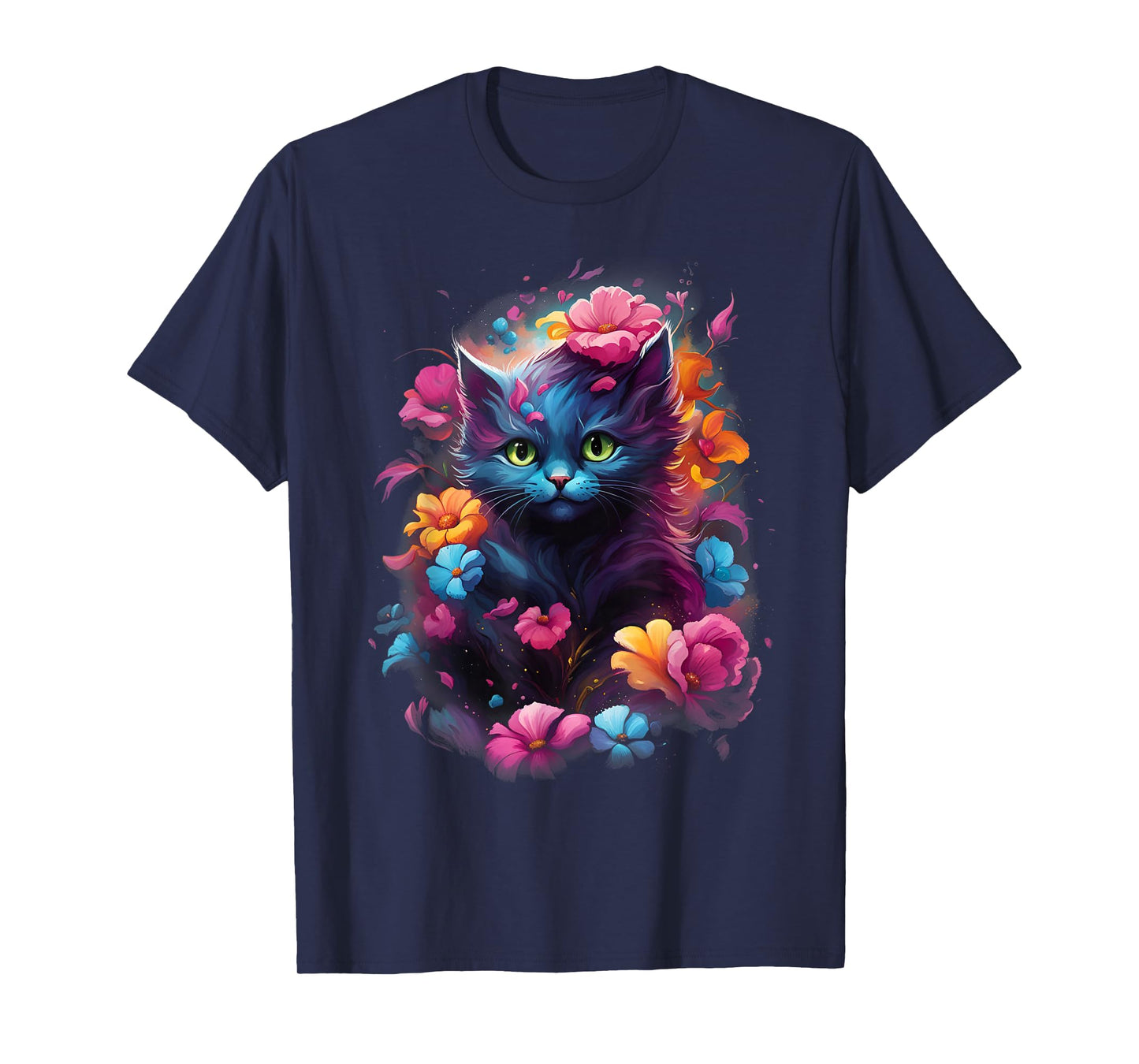 MyAnimal - Cute Cat in Colourful Flowers T-Shirt