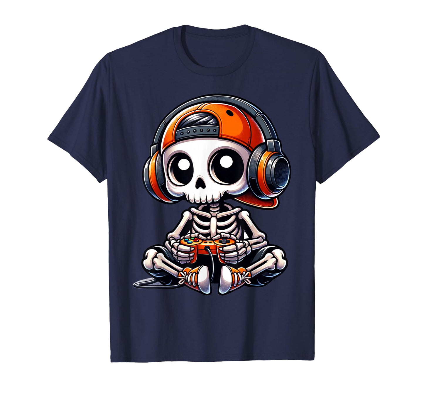 Halloween Skeleton Gamer Video Gaming Boys Men Kids Tees T-Shirt
