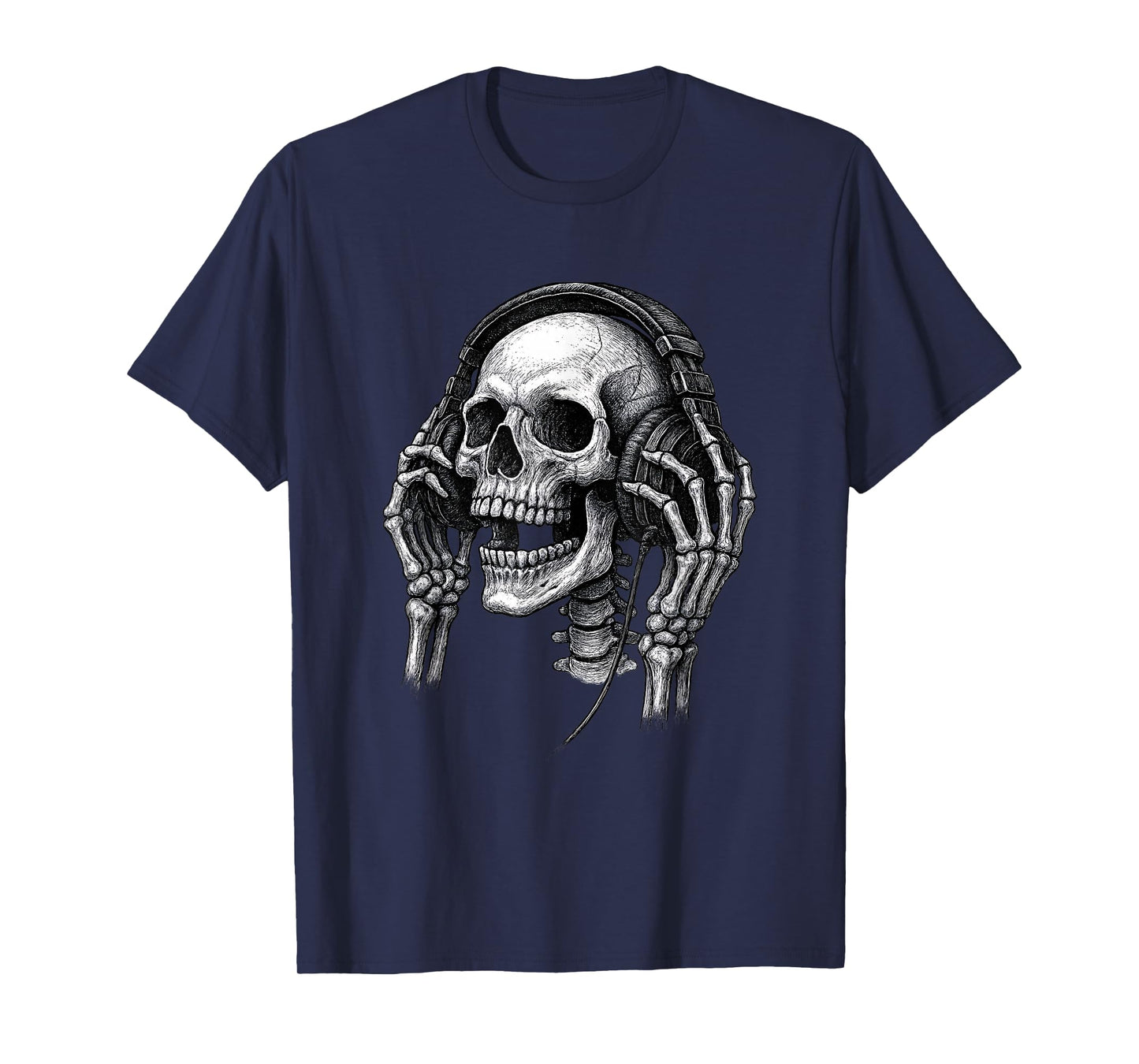 Skull with Headphones Tee Grunge Punk Rock Hip Hop Rap Music T-Shirt